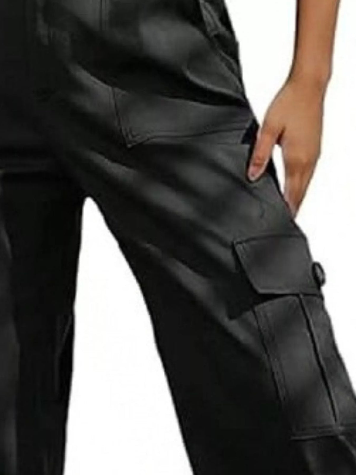 high-waisted cargo pants with drawstring cuffs | dropsona - neutral - material texture