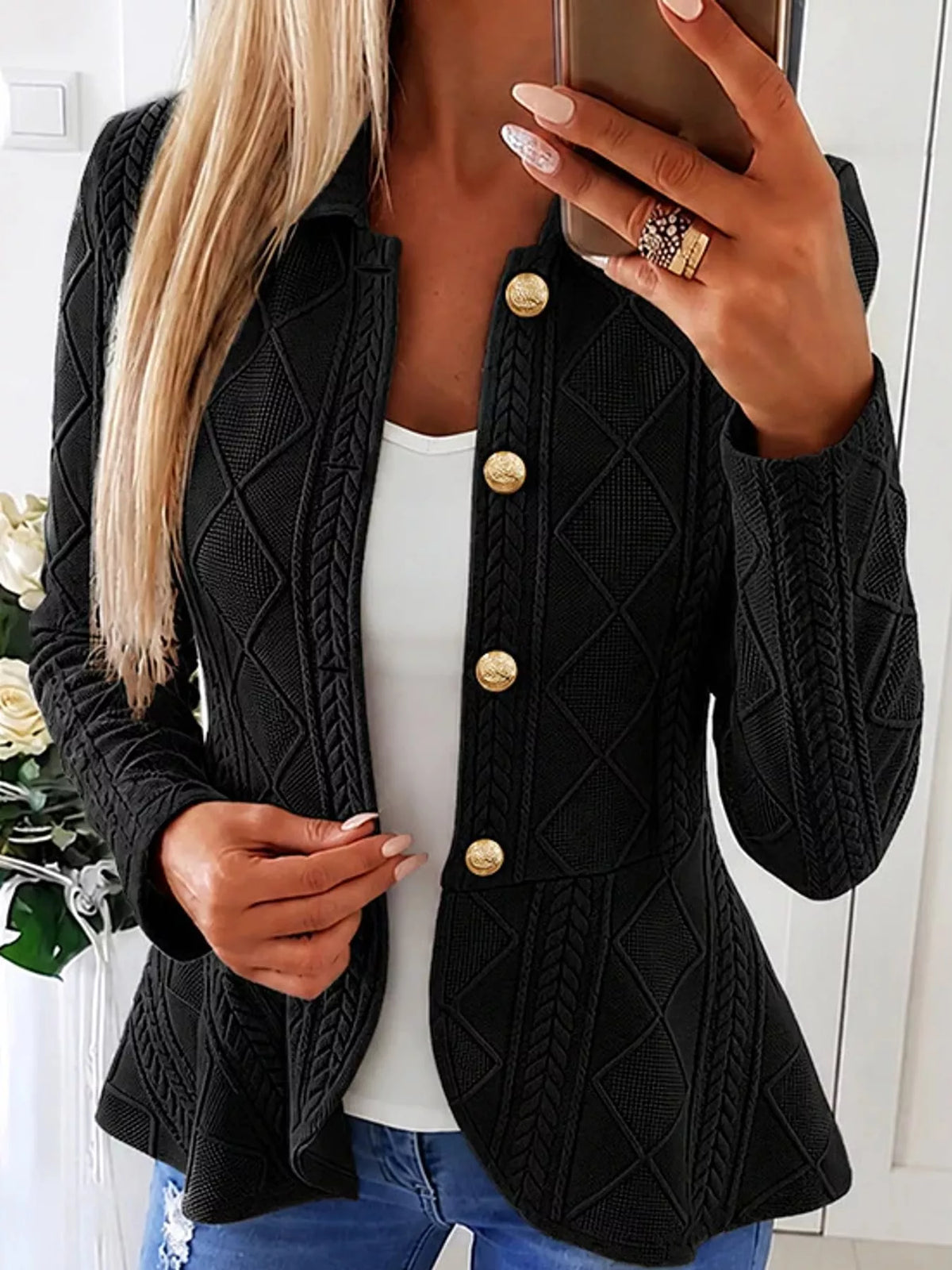cable-knit button up cardigan | dropsona polyester 100% - neutral - packaging