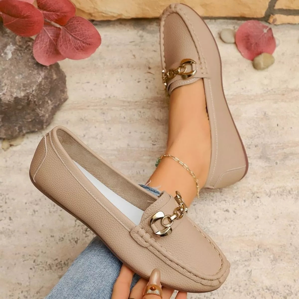 round toe slip-ons – classy ballet flats | dropsona - neutral - size reference