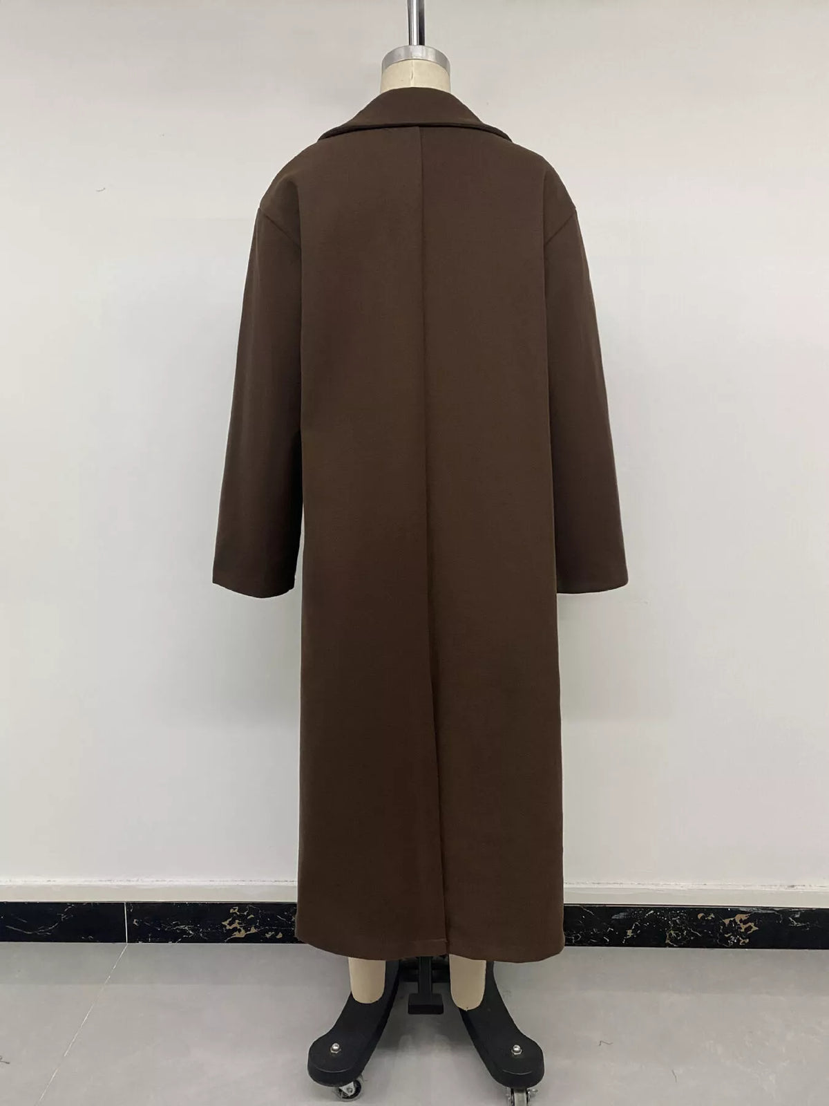 double-breasted longline coat – basic style | dropsona - neutral - front view
