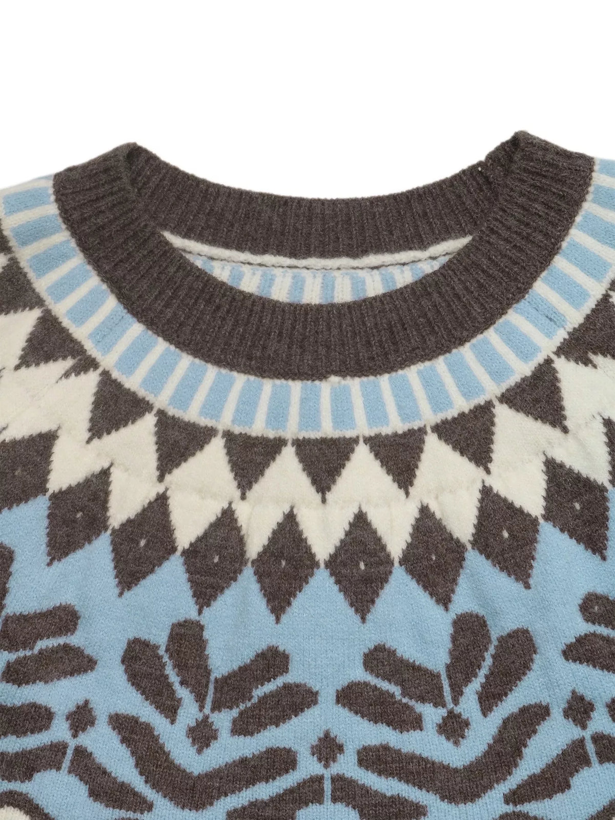 fair isle pattern round neck sweater – basic style | dropsona - neutral - usage example