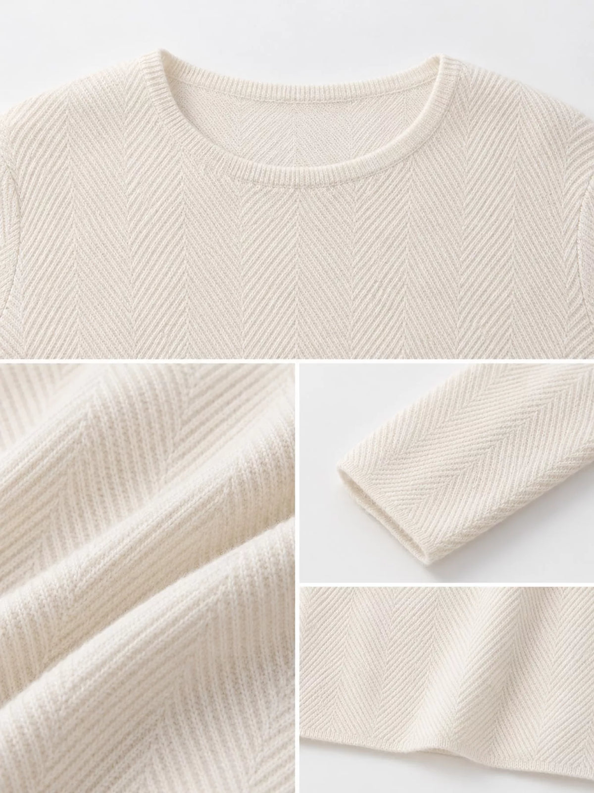 herringbone slim fit long sleeve knit top | dropsona - neutral - usage example