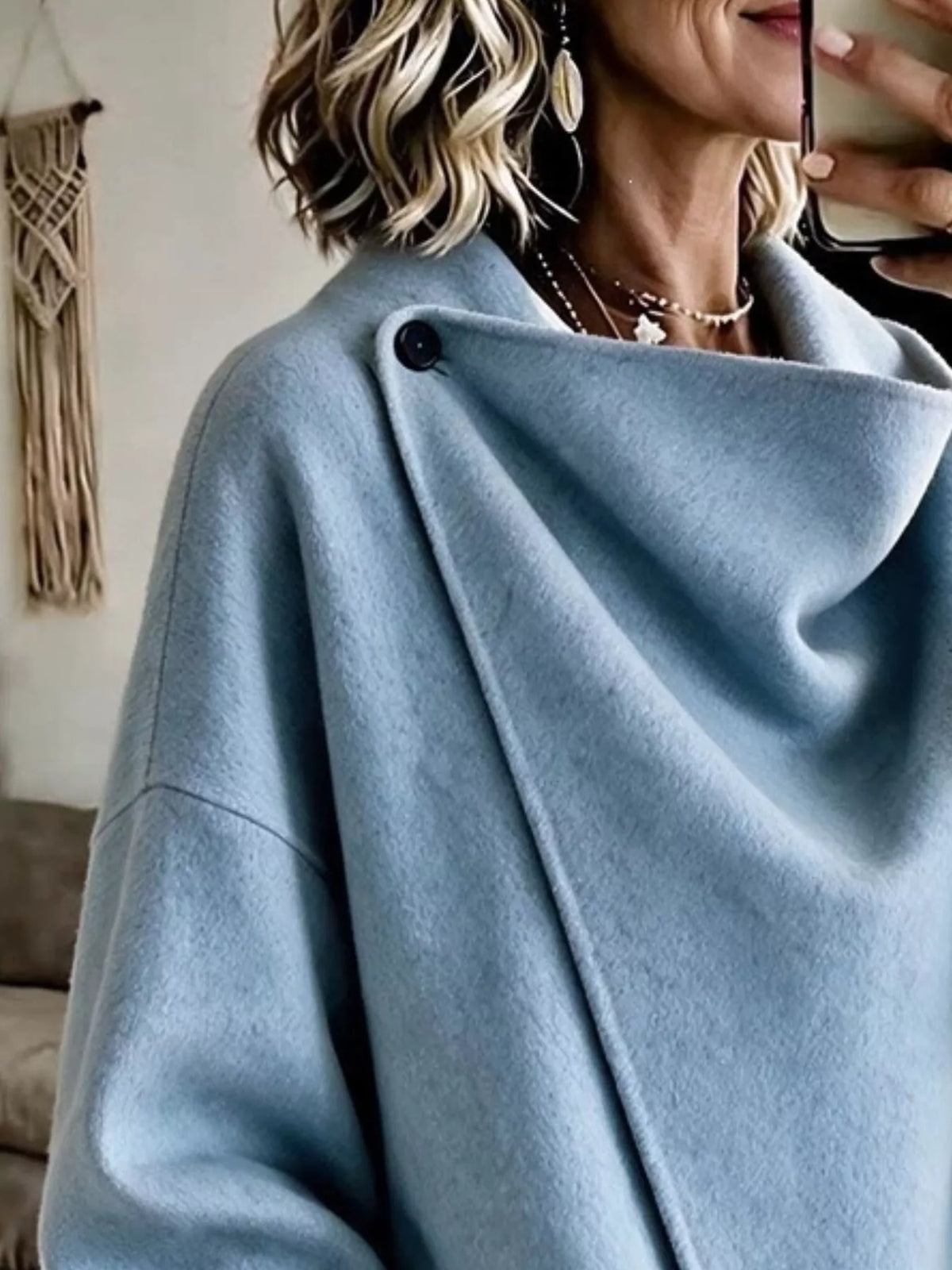 full size asymmetric cowl neck cape plus | dropsona - neutral - usage example