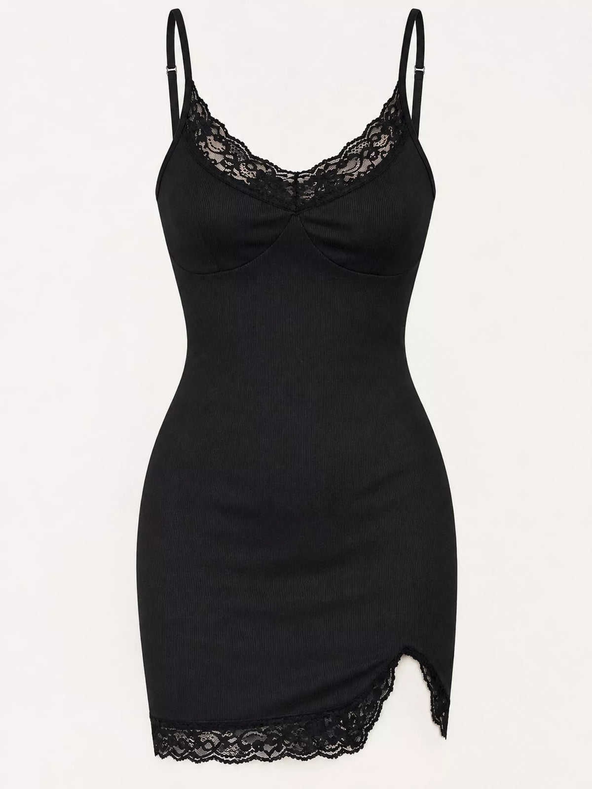 lace detail spaghetti strap mini dress | dropsona - neutral - size reference