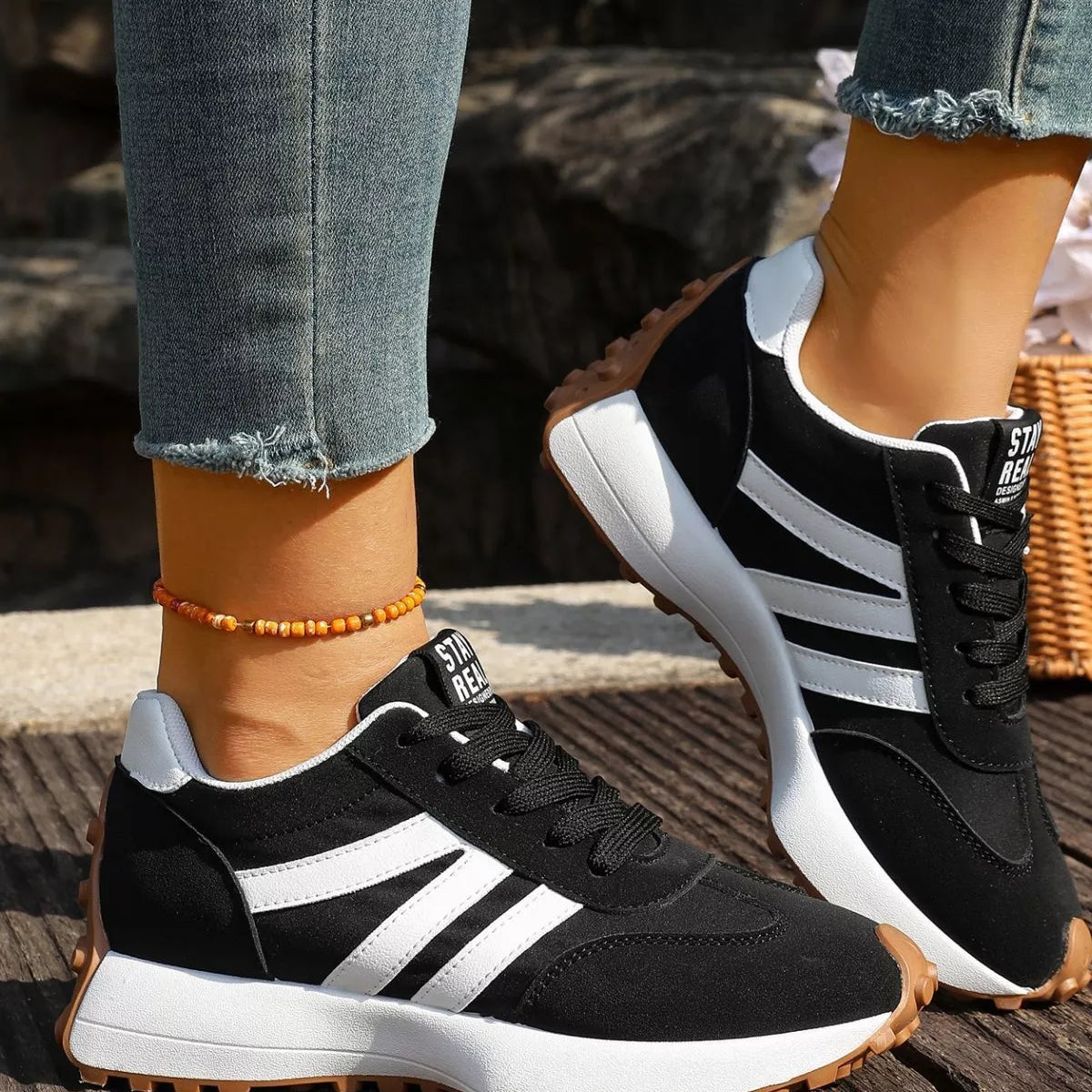 round toe lace up sneakers – modern steps | dropsona - neutral - usage example