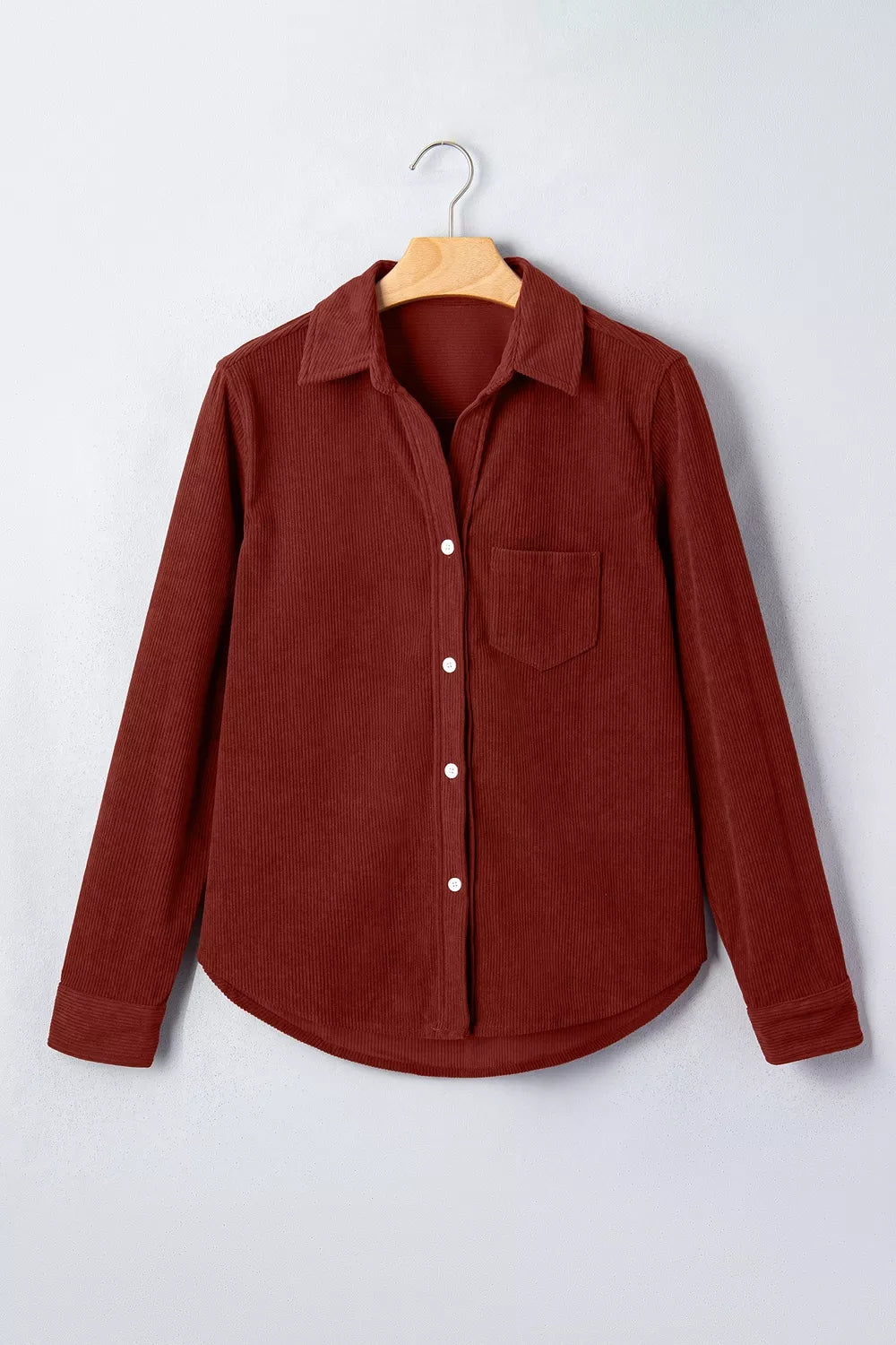 adjustable cuff long sleeve corduroy shirt | dropsona - neutral - usage example