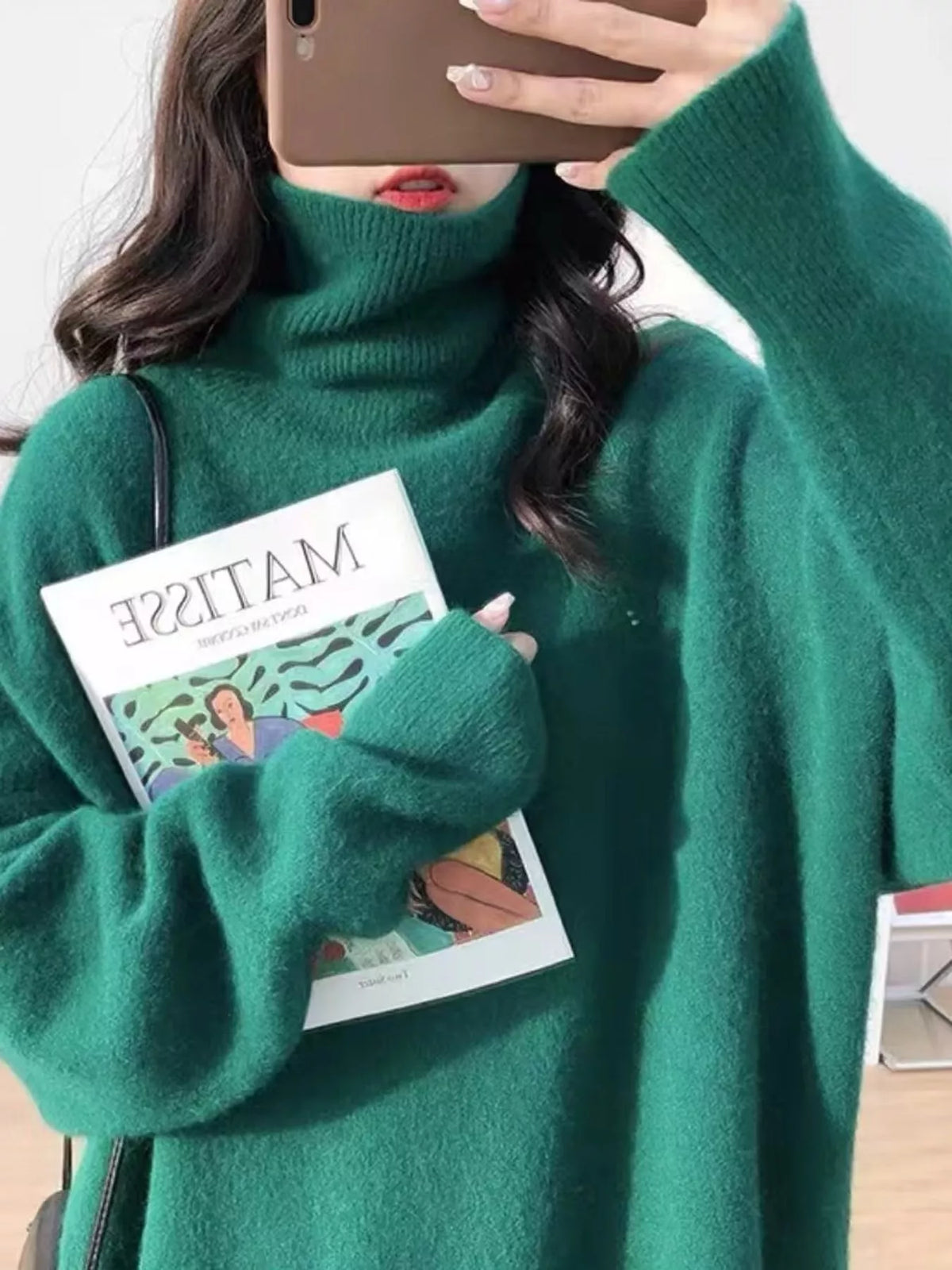 turtleneck dropped shoulder sweater | dropsona - neutral - close-up detail
