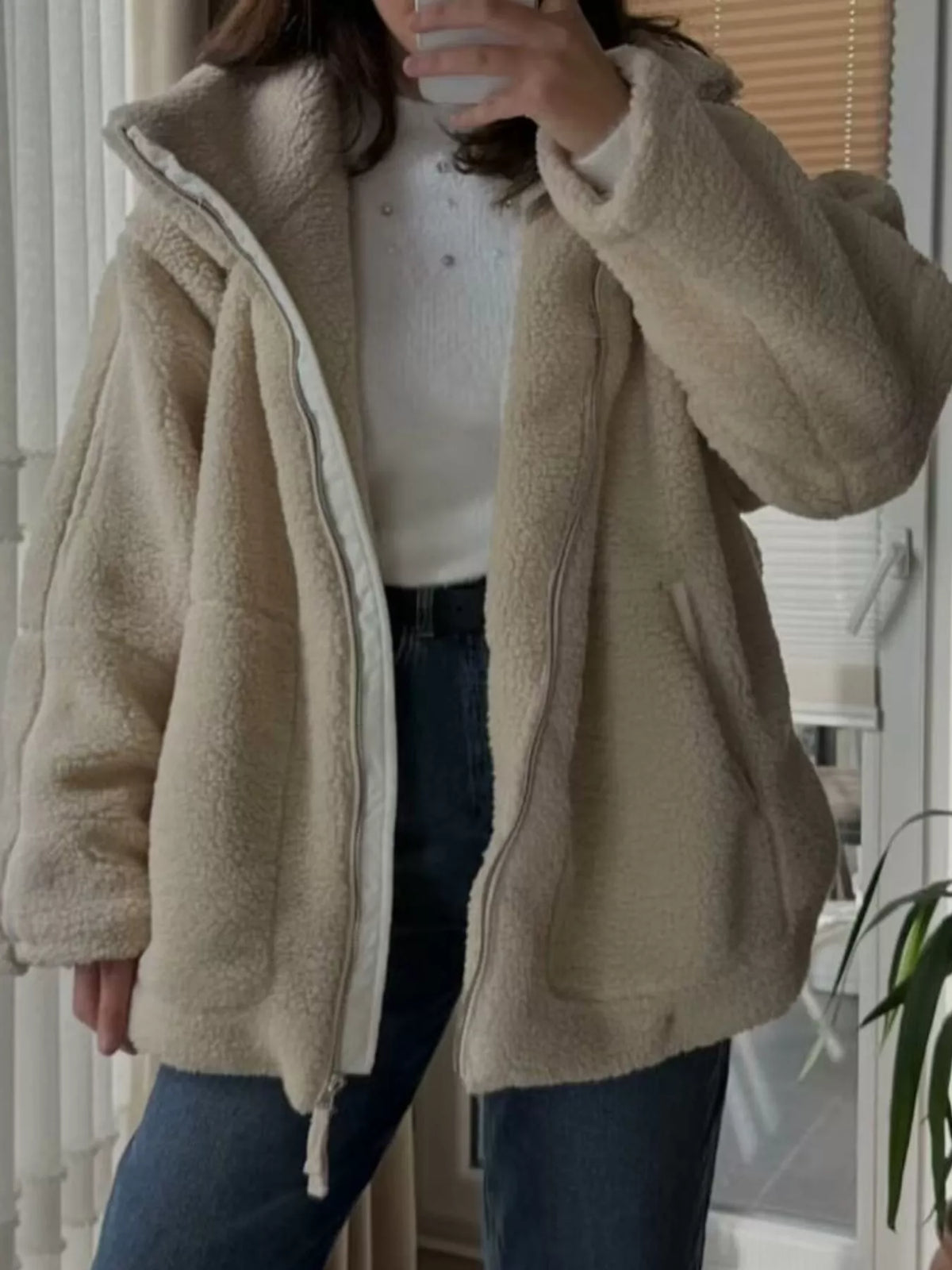 sherpa zip-up outerwear | dropsona - neutral - packaging