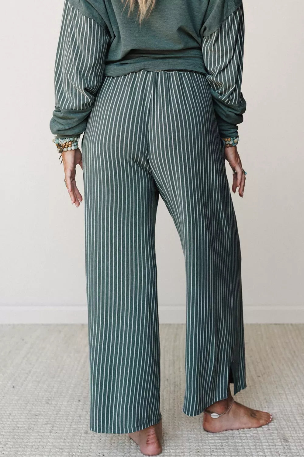 raw seam patchwork long sleeve top pocket casual | dropsona - neutral - close-up detail