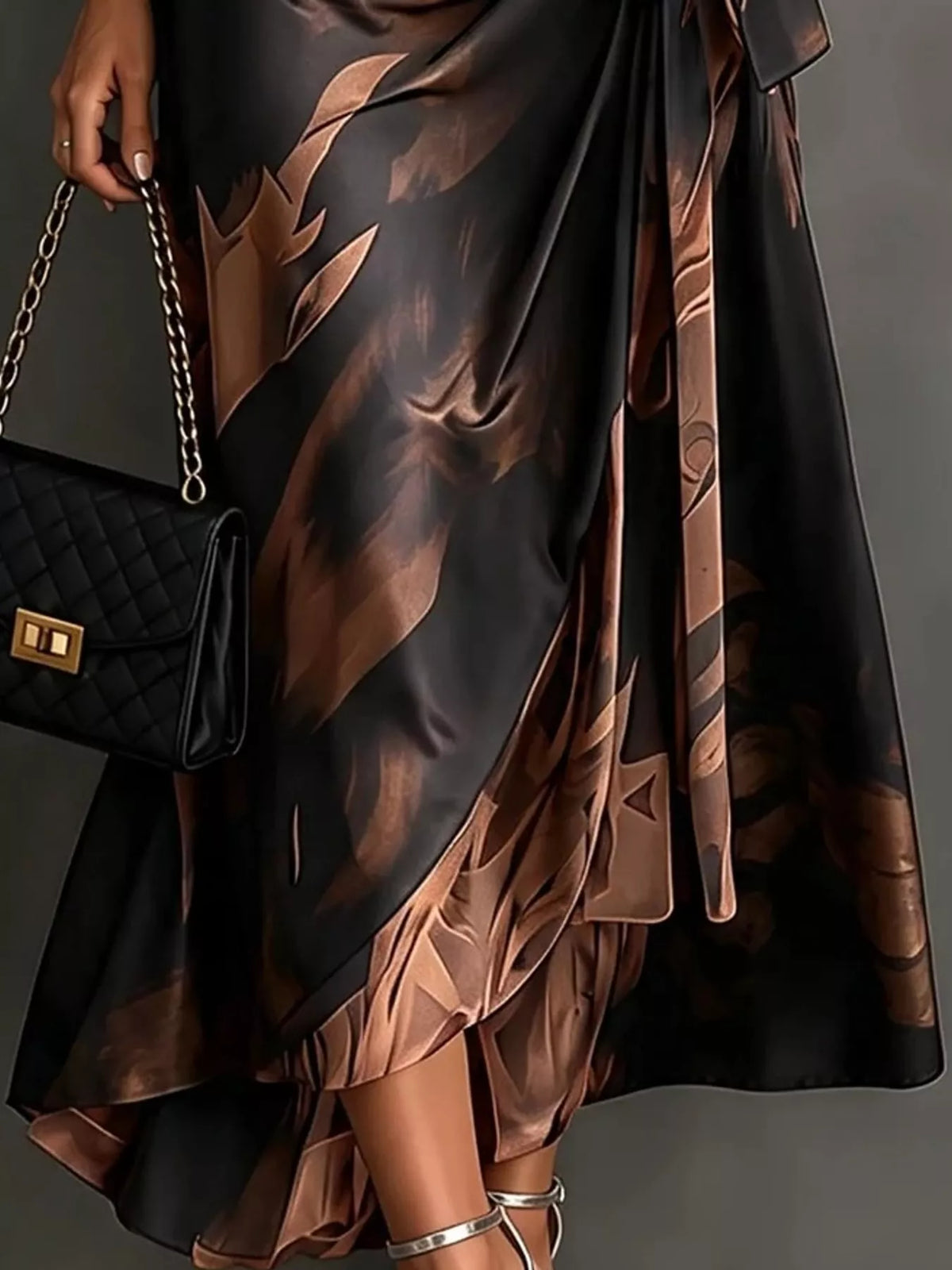 tie detail surplice dress | dropsona - neutral - material texture