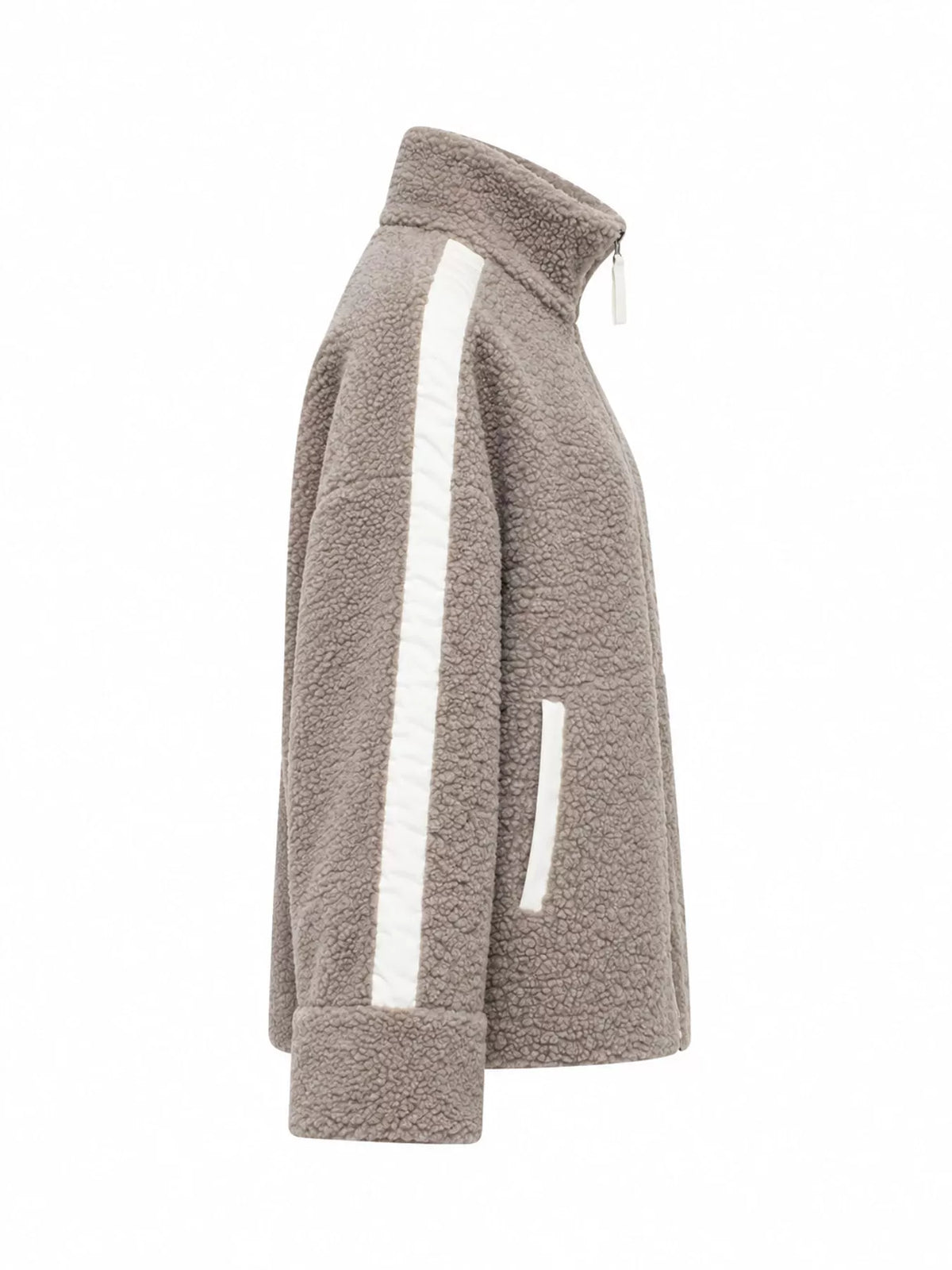 sherpa zip-up outerwear | dropsona - neutral - close-up detail