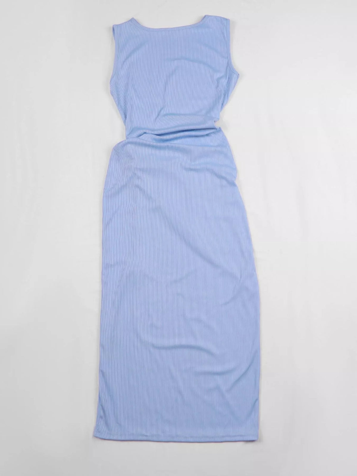 sleeveless cut-out ruched high-slit bodycon dress | dropsona - neutral - front view