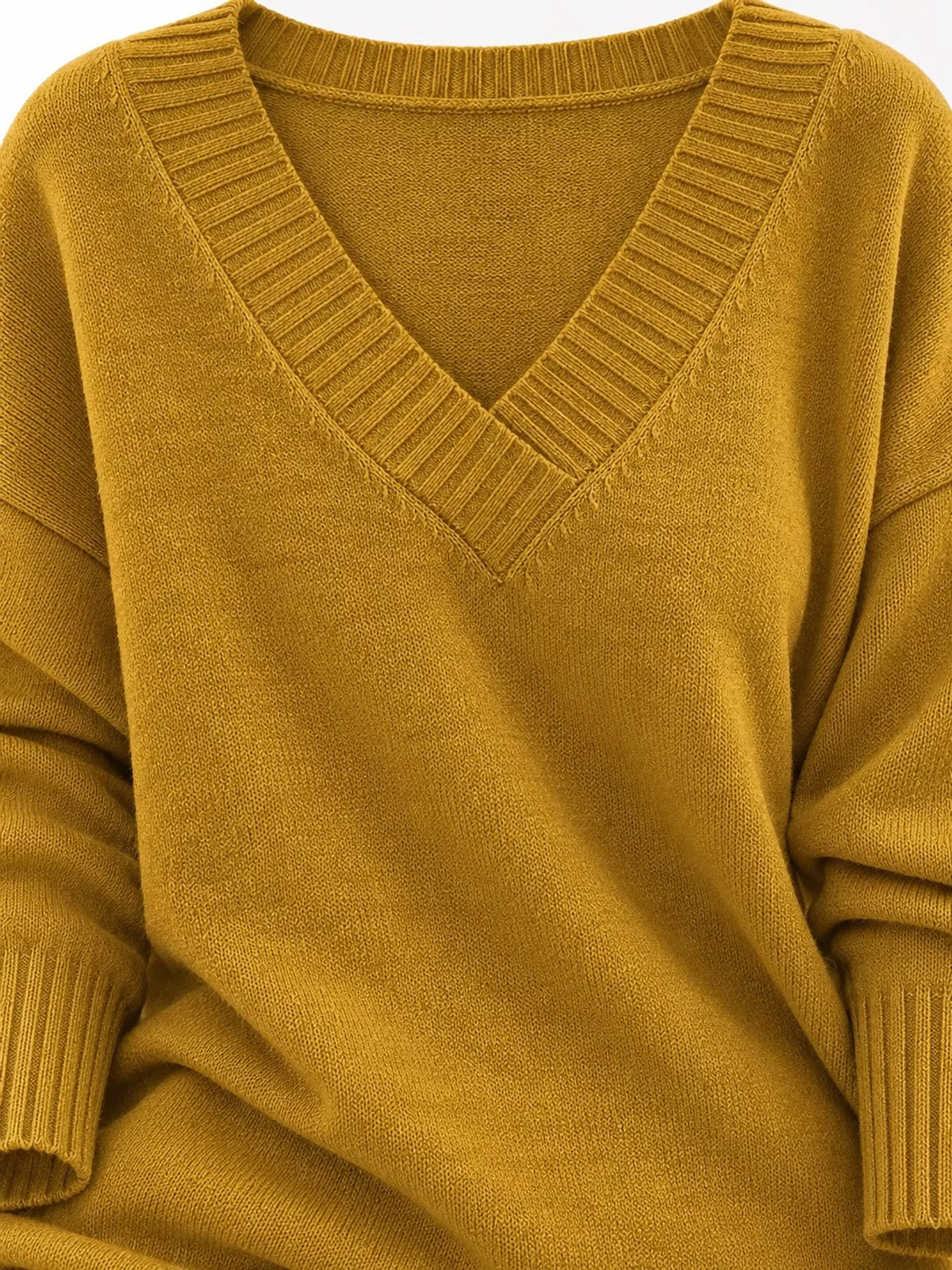 full size v-neck dropped shoulder sweater plus | dropsona - neutral - usage example