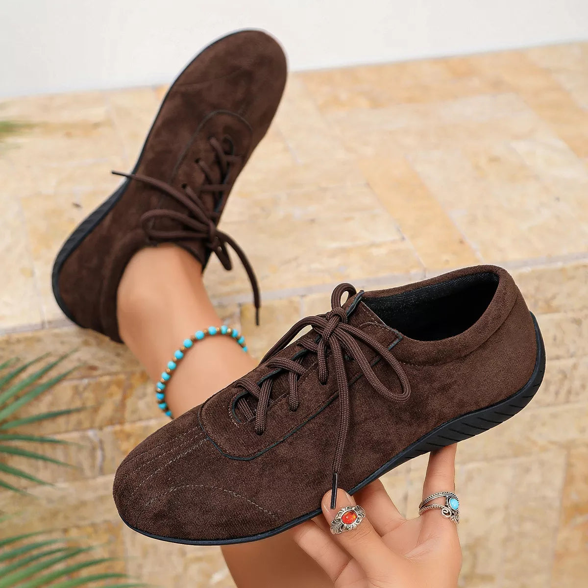 round toe lace up sneakers – modern steps | dropsona - neutral - usage example