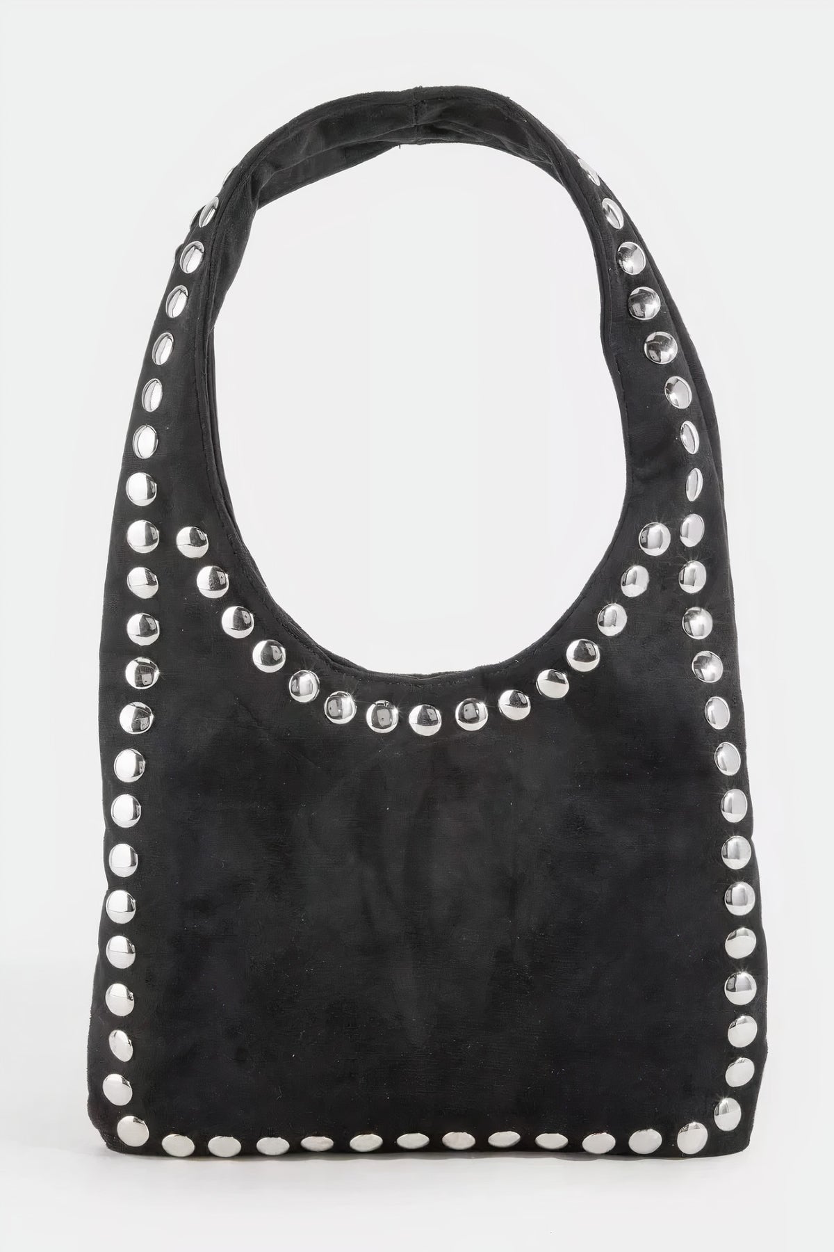 fame grommet border studded suede shoulder bag - everyday wear