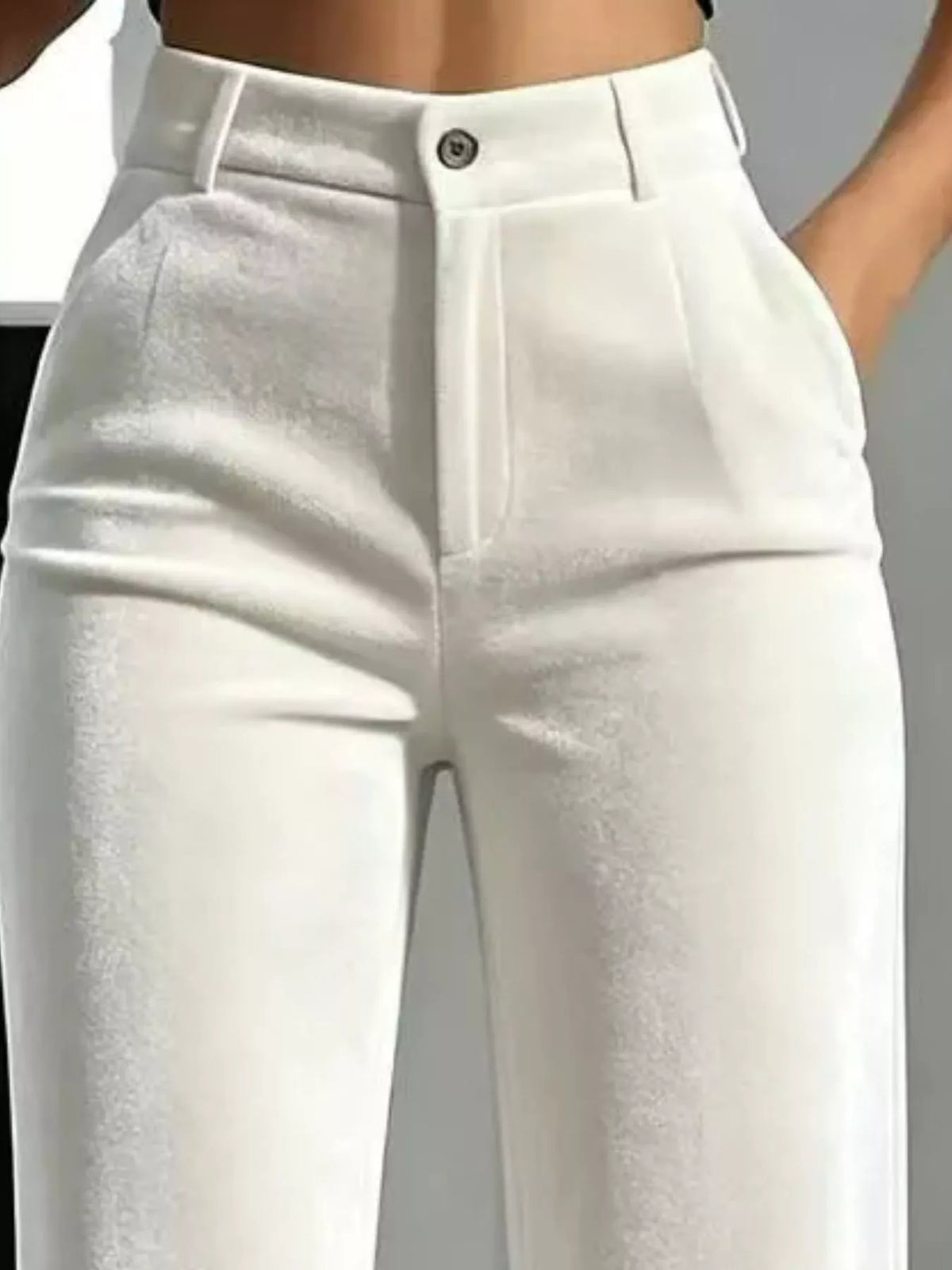 full size high-waisted velvet pants plus | dropsona - neutral - material texture