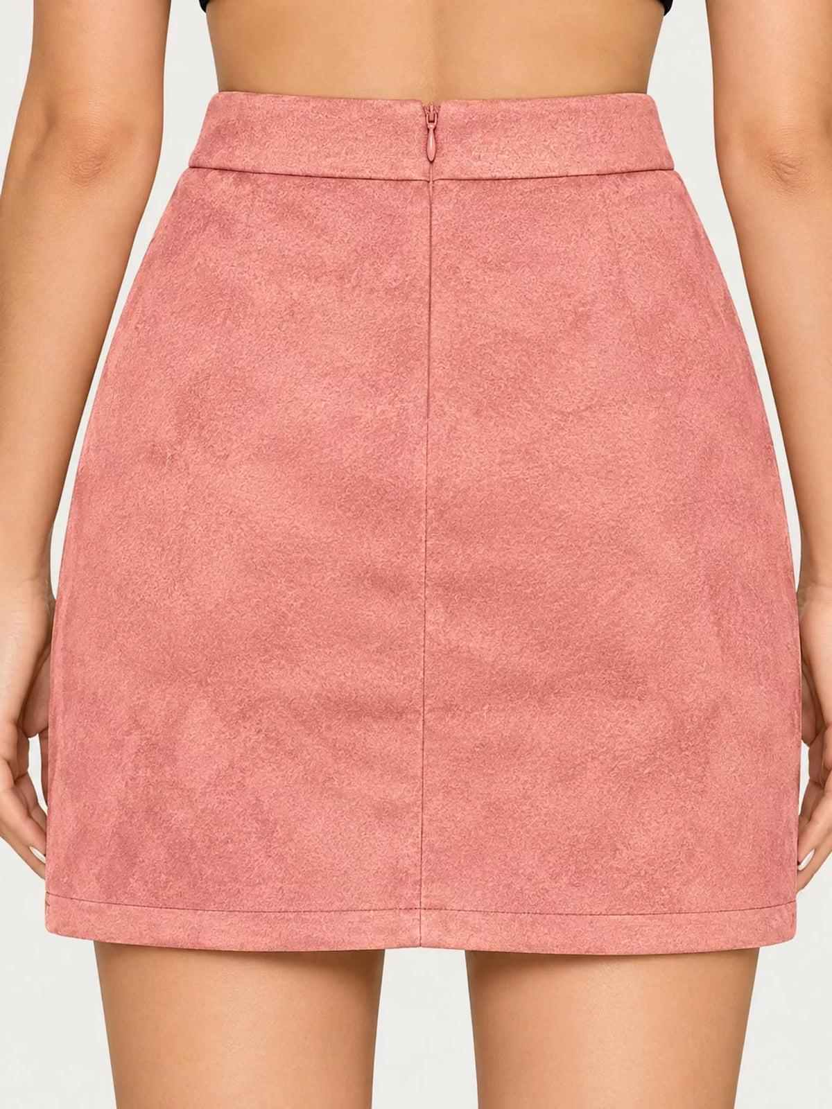 high-waisted slit skirt – zipper, slit, seam detail | dropsona - neutral - material texture