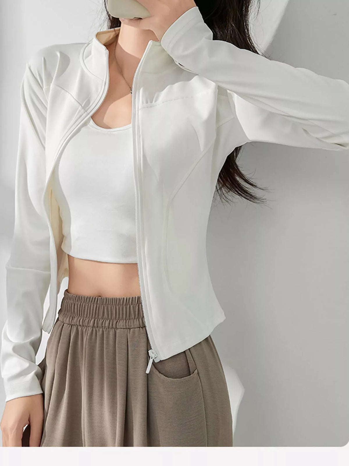 slim-fit quick-dry active outerwear | dropsona - neutral - front view