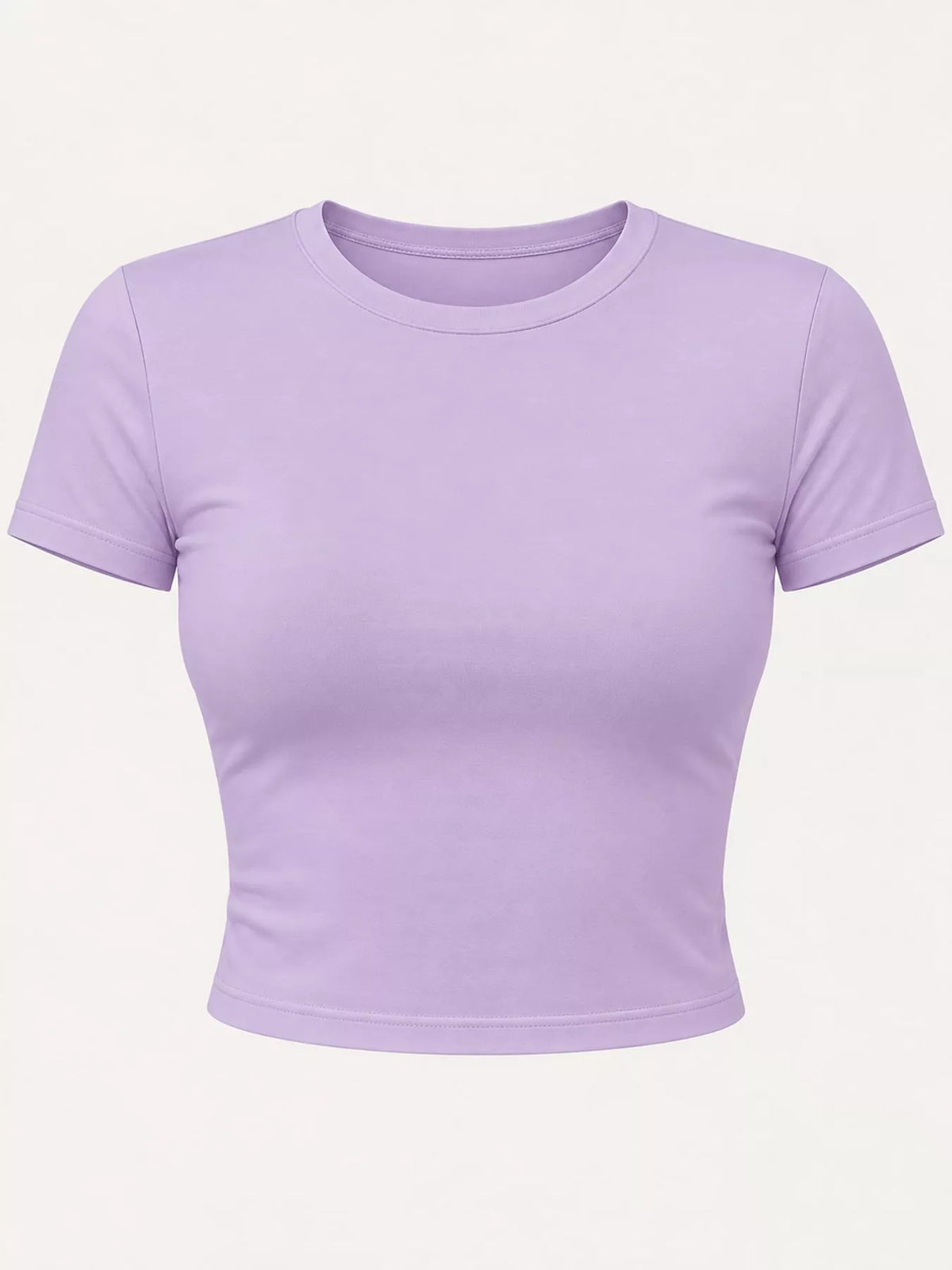 slim fit basic crew neck short sleeve crop t-shirt | dropsona - neutral - size reference