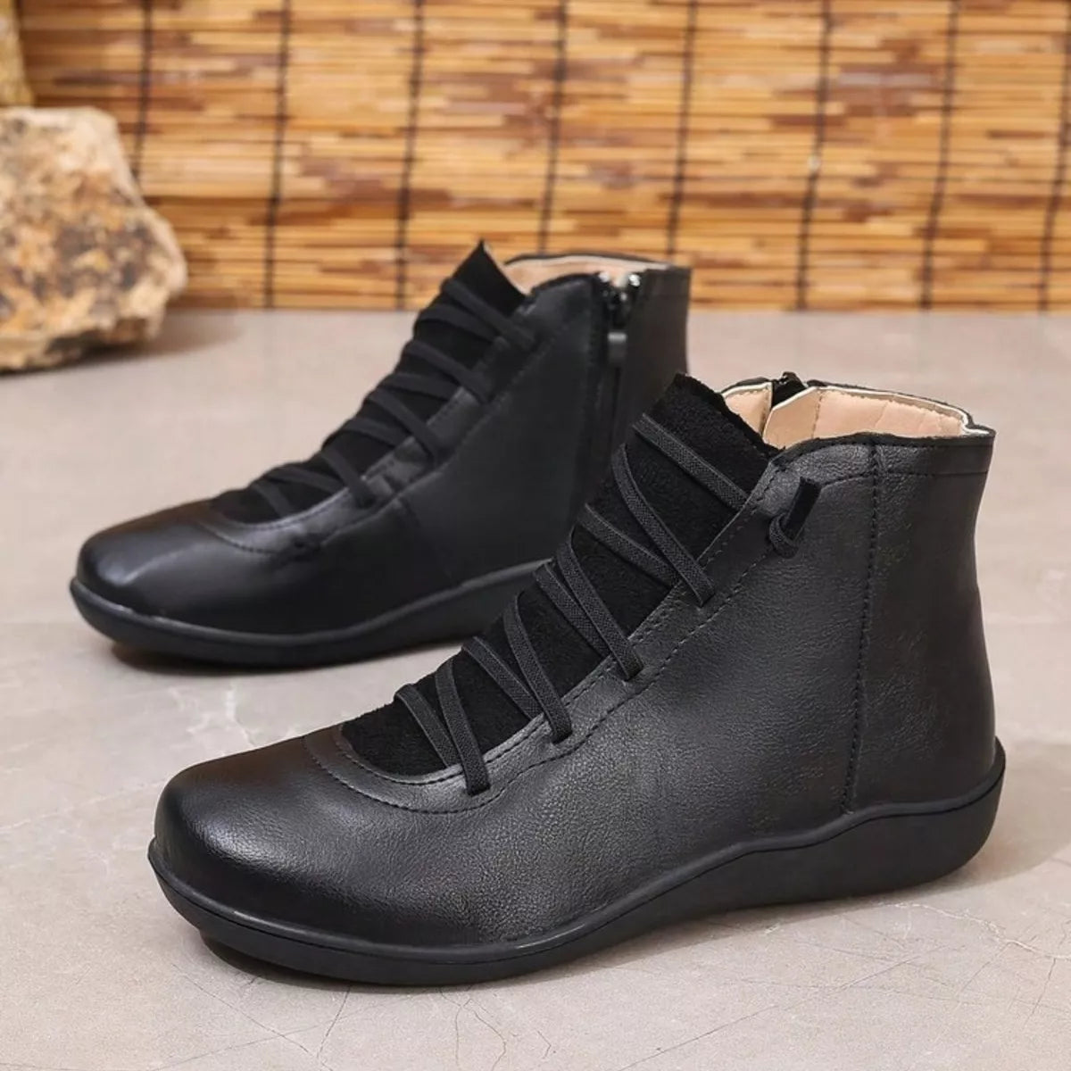 round toe lace up boots – classy ballet flats | dropsona - neutral - everyday use