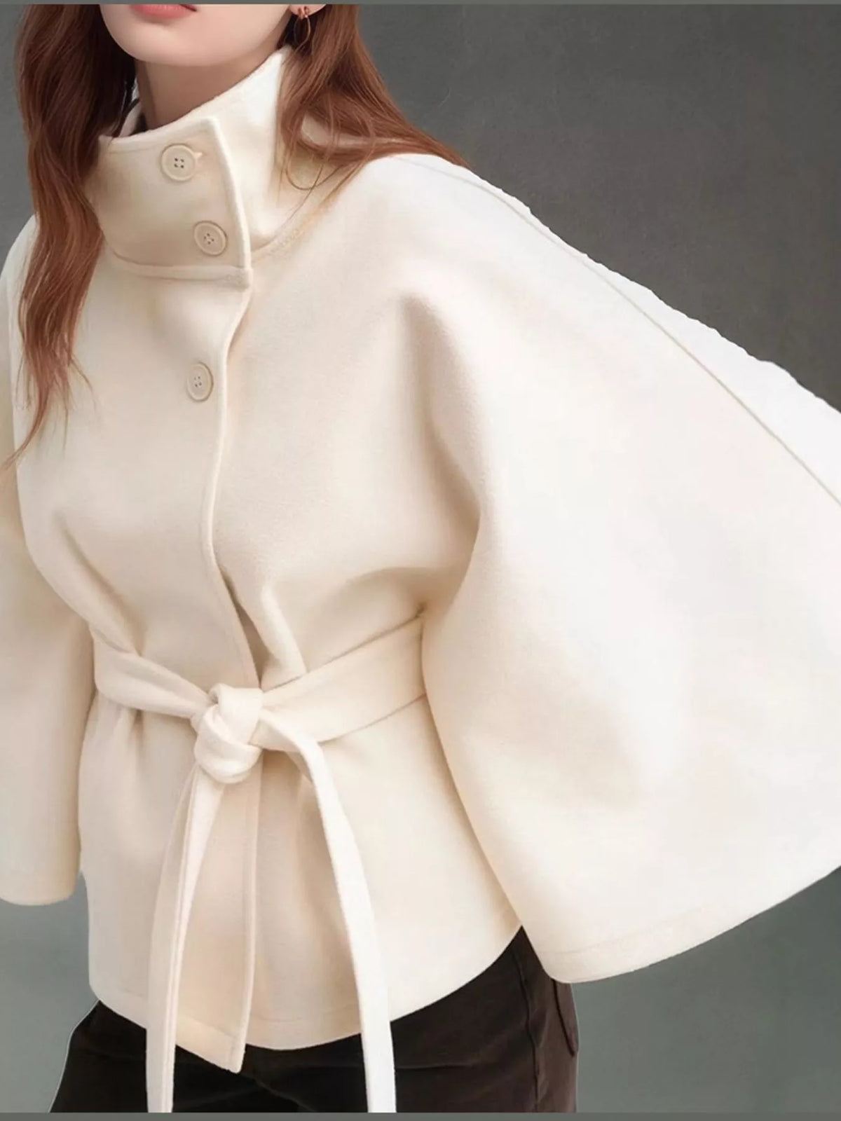 belt button detail outerwear | dropsona polyester 95% - neutral - packaging