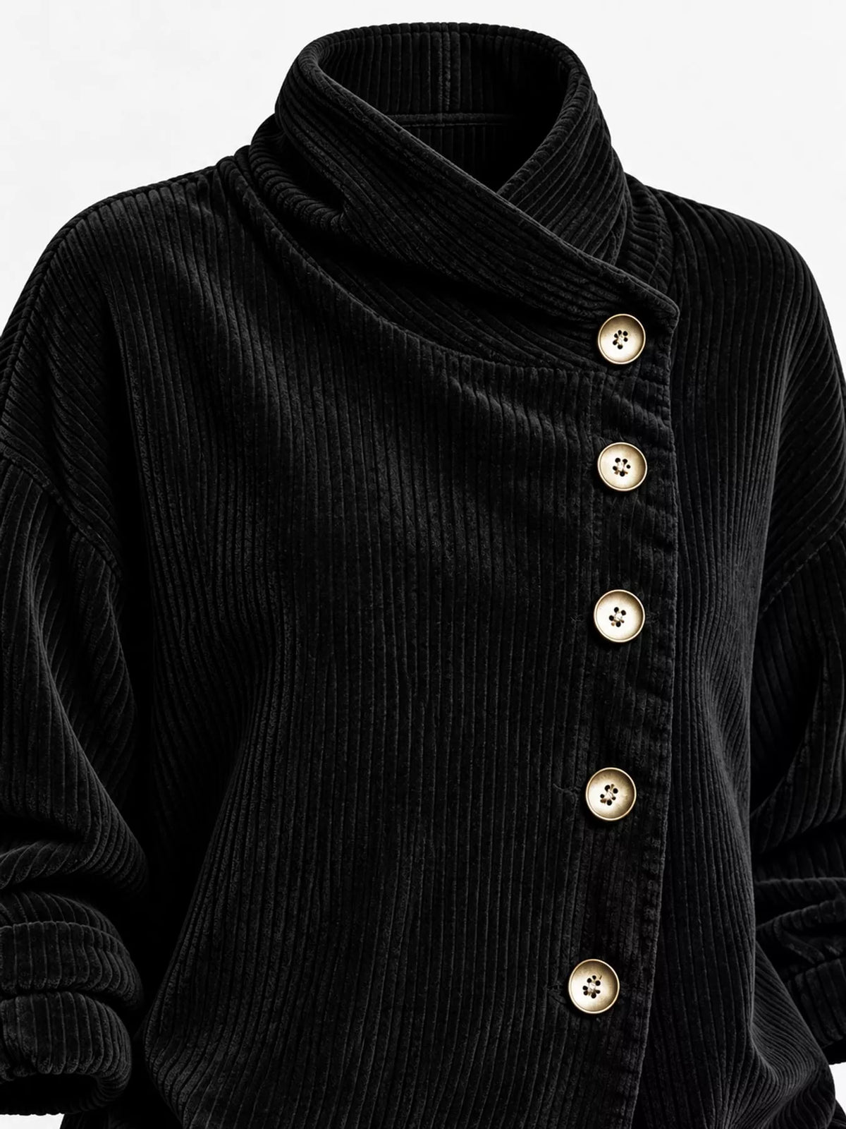 full size asymmetric button-down corduroy jacket plus | dropsona - neutral - usage example
