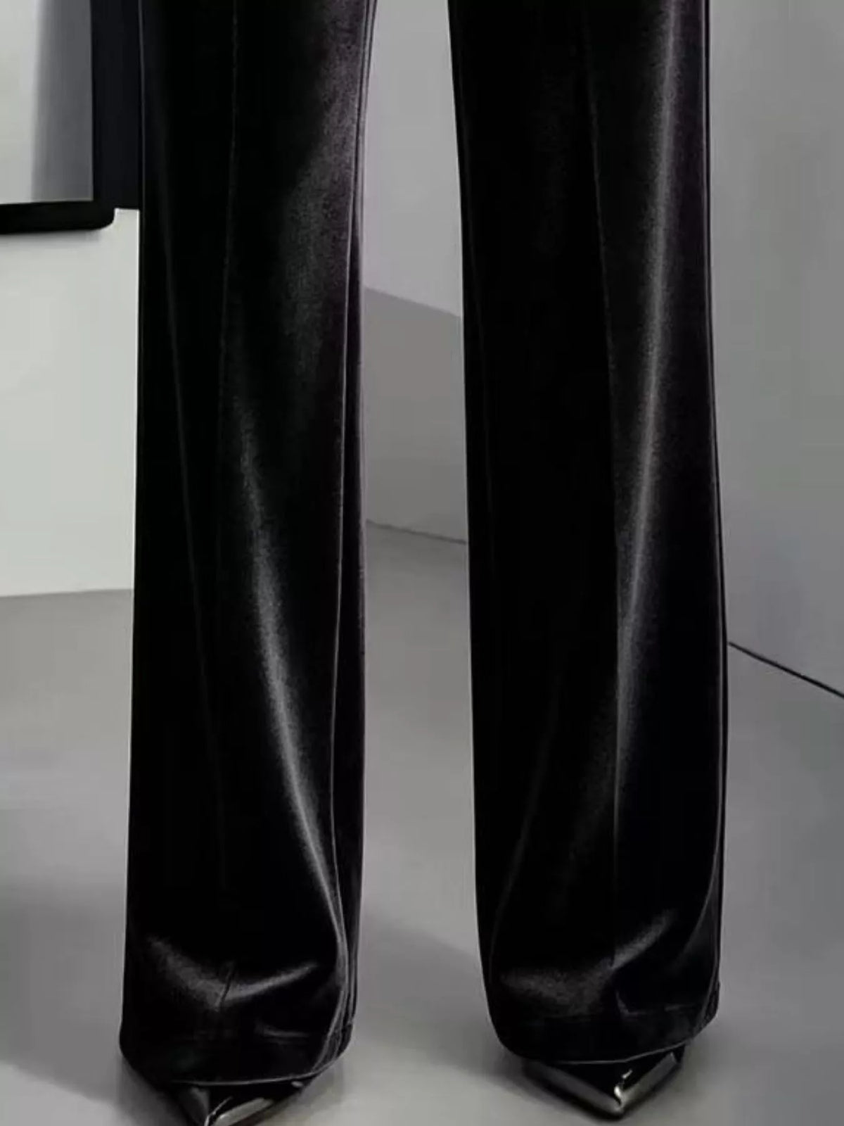 full size high-waisted velvet pants plus | dropsona - neutral - material texture
