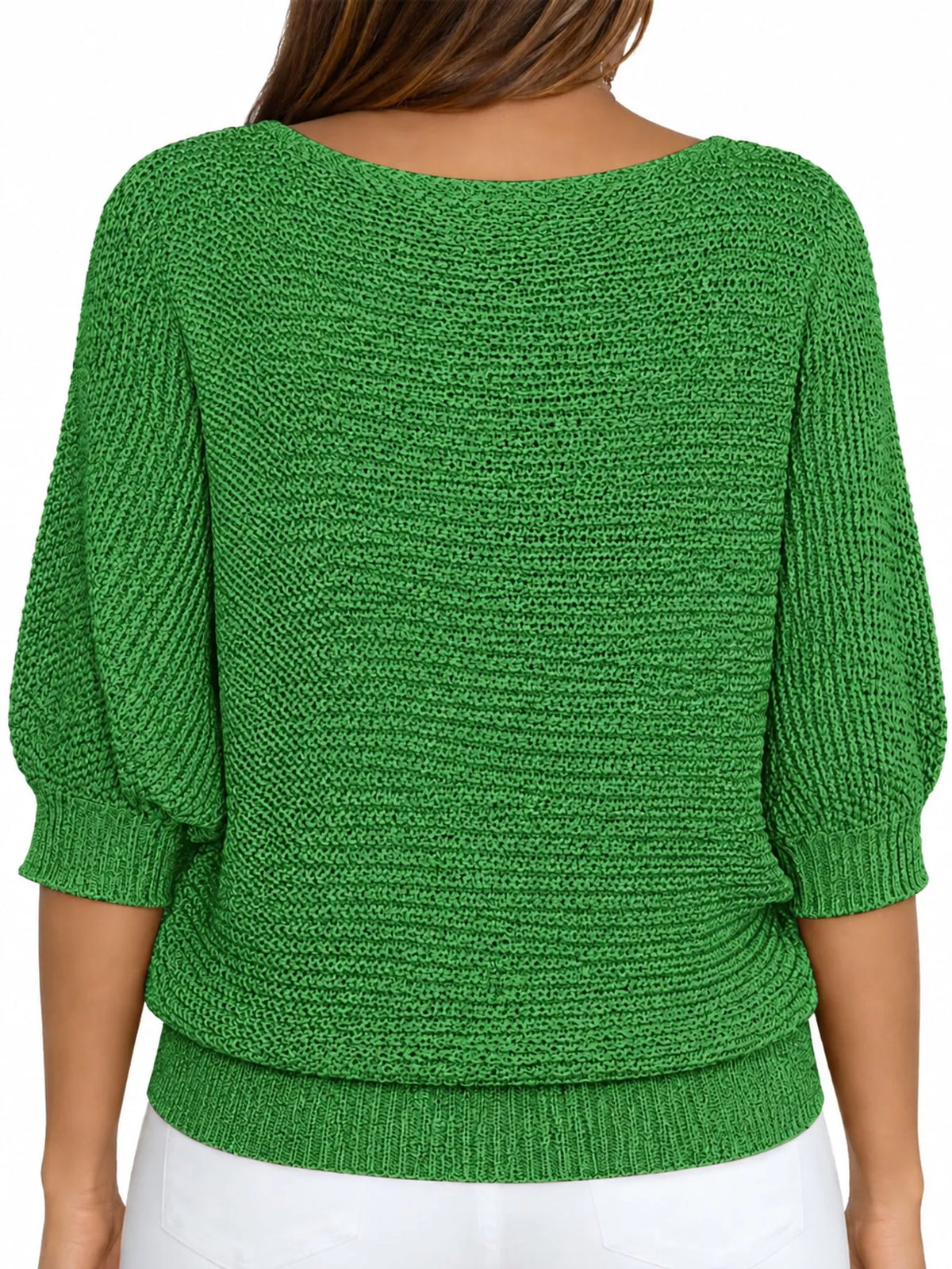 full size boat neck 3/4 sleeve sweater plus | dropsona - neutral - usage example