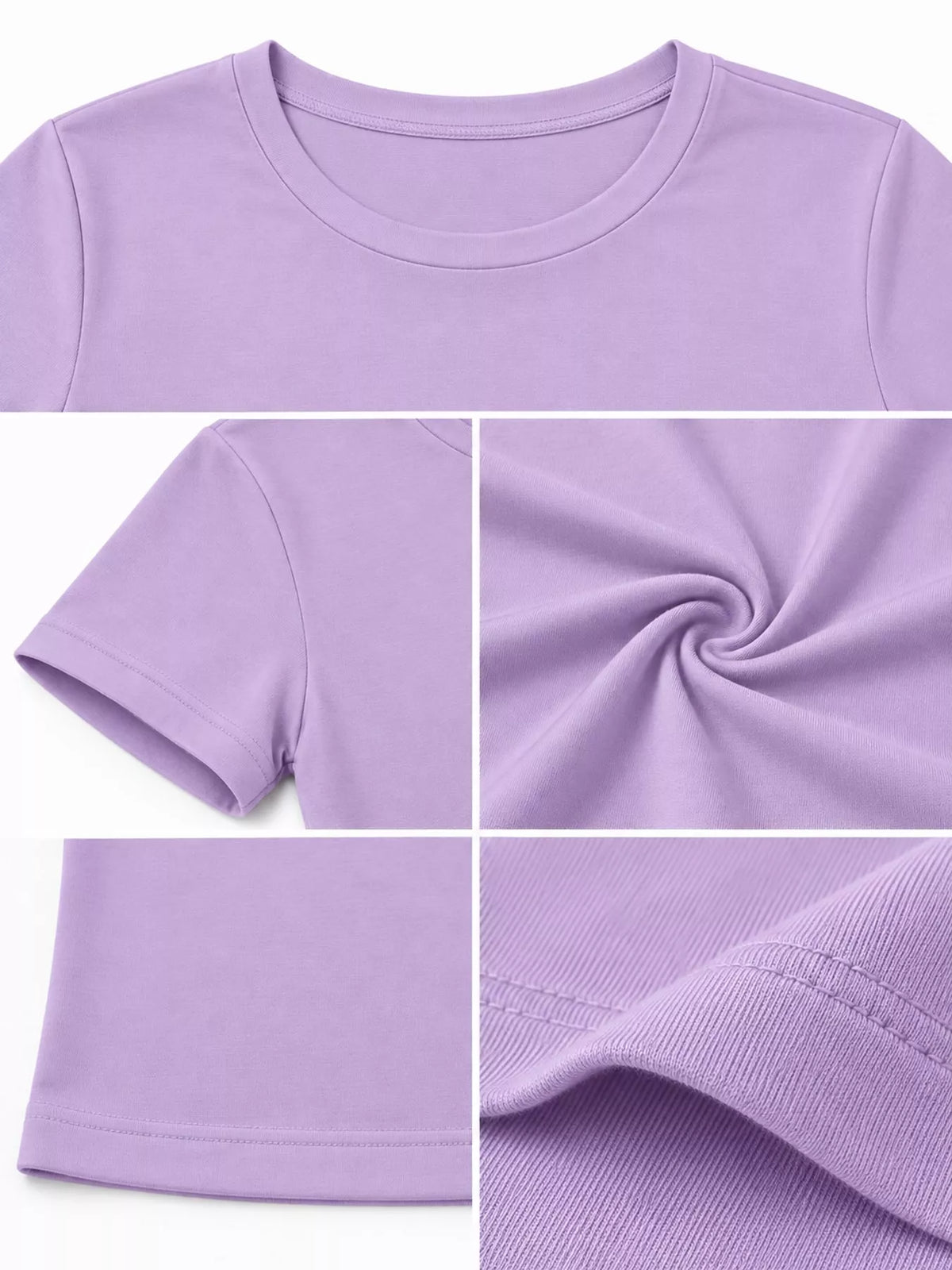 slim fit basic crew neck short sleeve crop t-shirt | dropsona - neutral - usage example