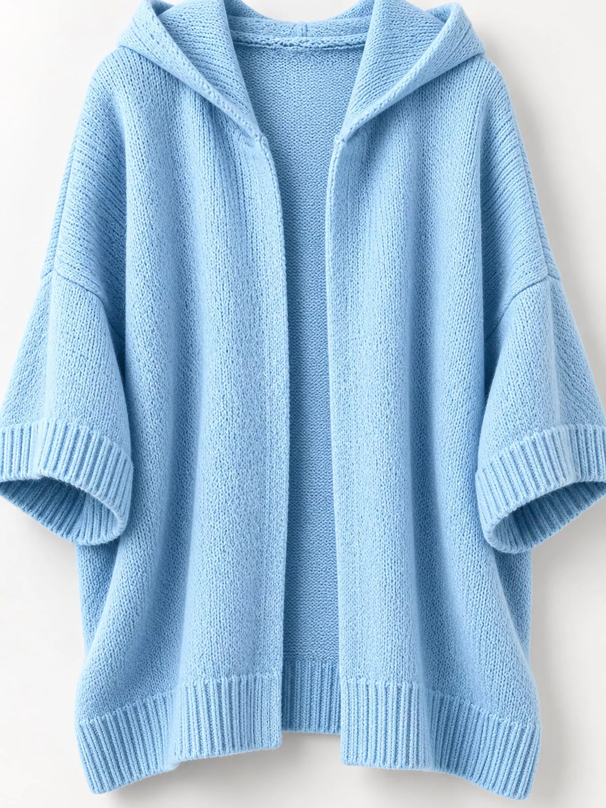 full size hooded open-front knit cardigan plus | dropsona - neutral - material texture