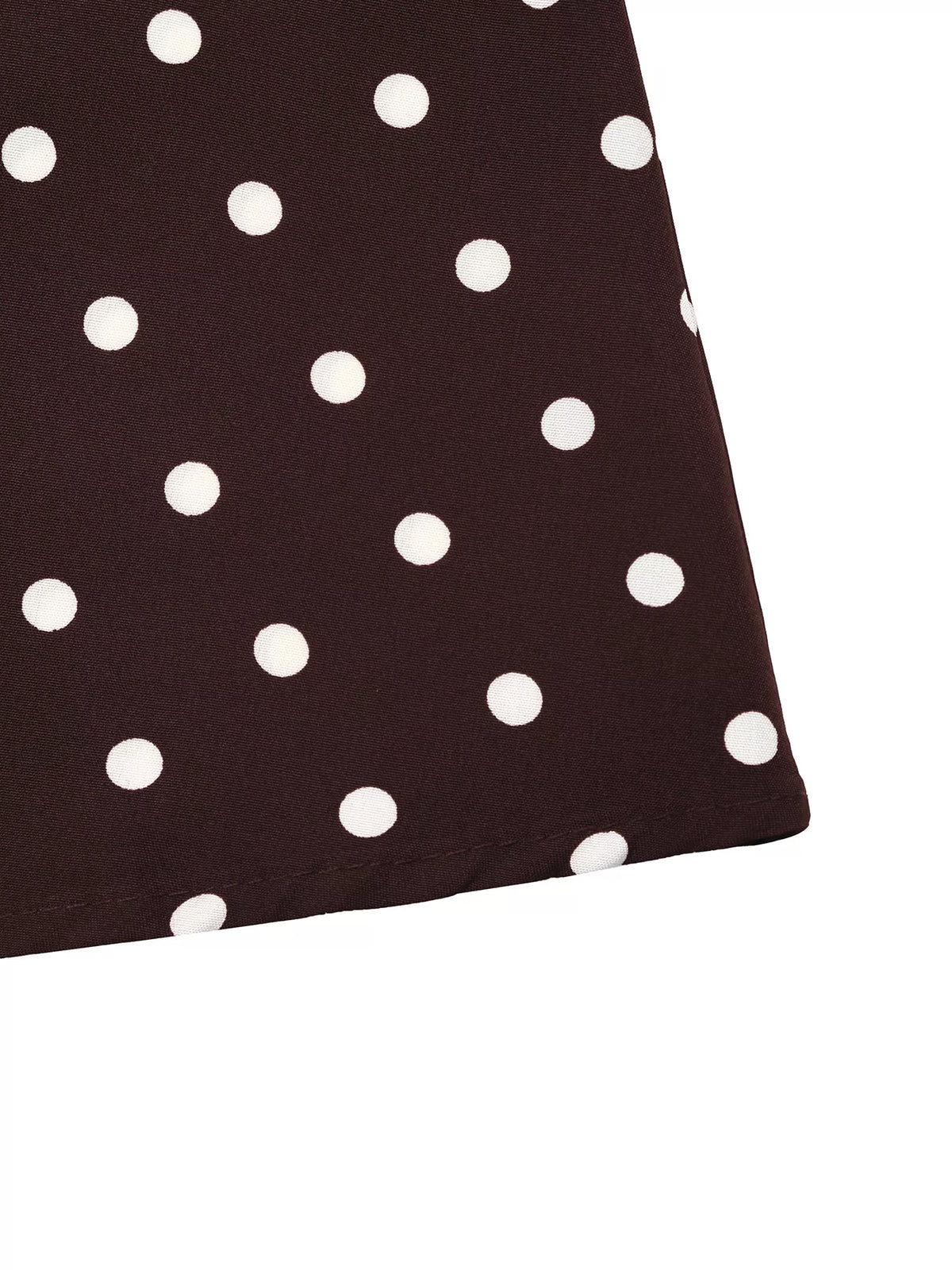 polka dot long sleeve maxi dress – zipper | dropsona - neutral - close-up detail