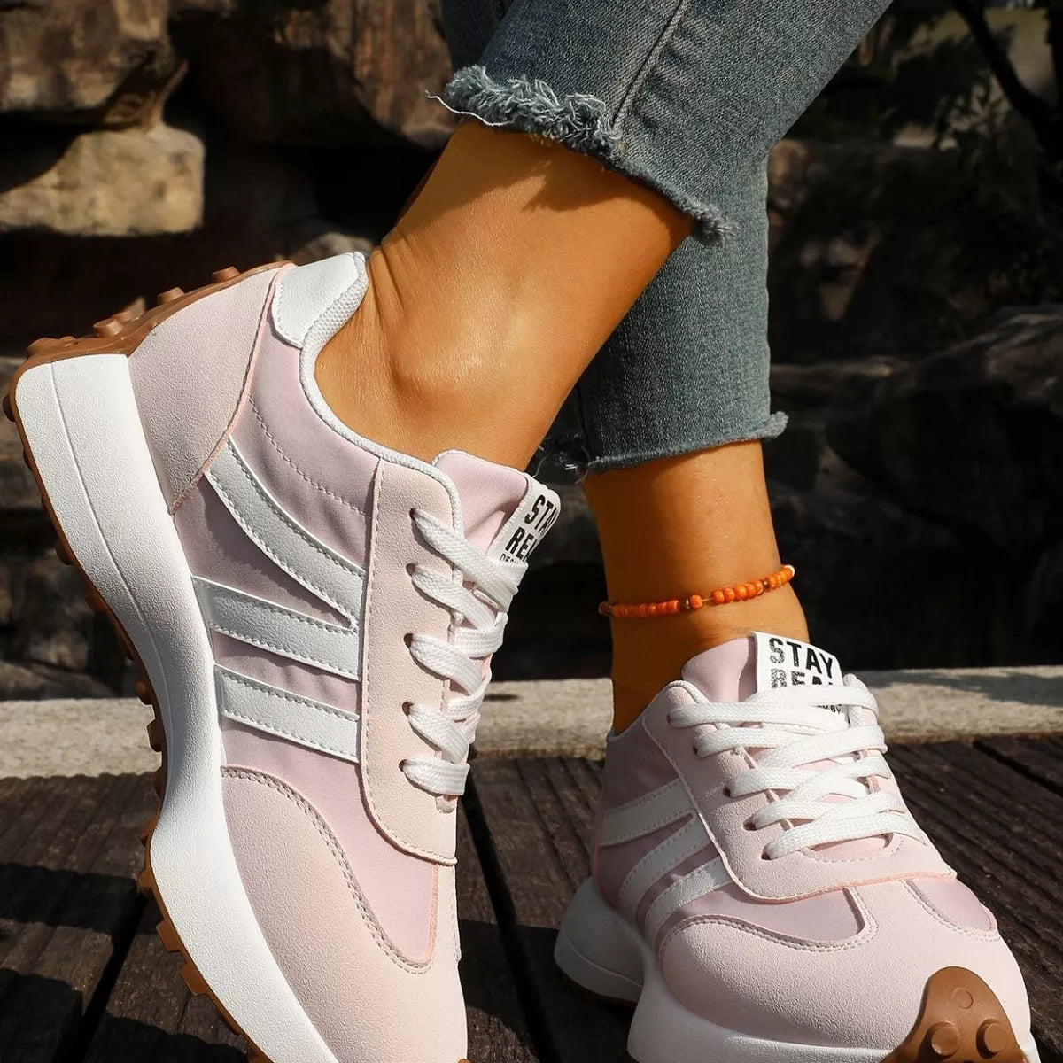 round toe lace up sneakers – modern steps | dropsona - neutral - material texture