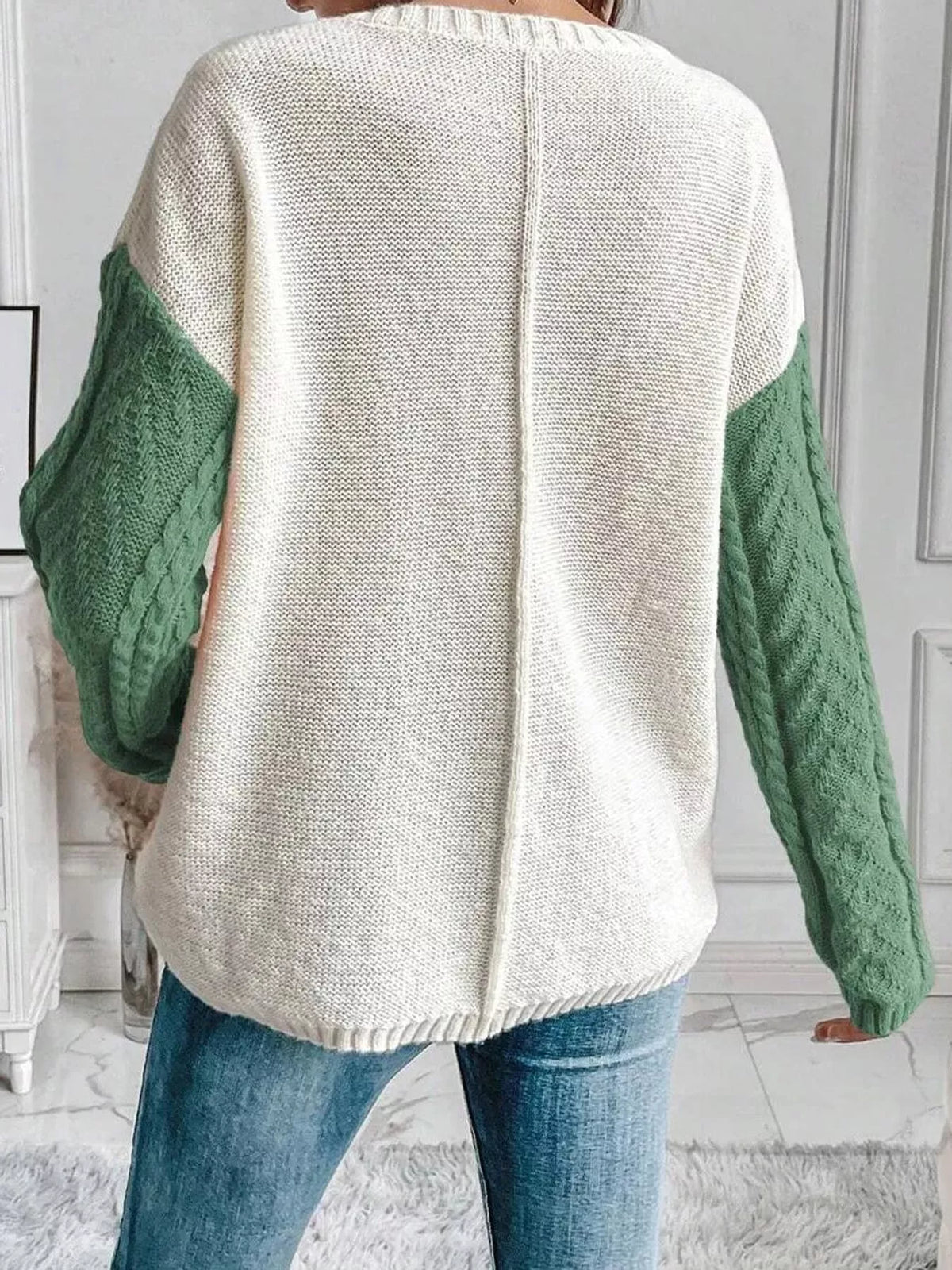 color block cable knit sweater – cable-knit fit | dropsona - neutral - usage example