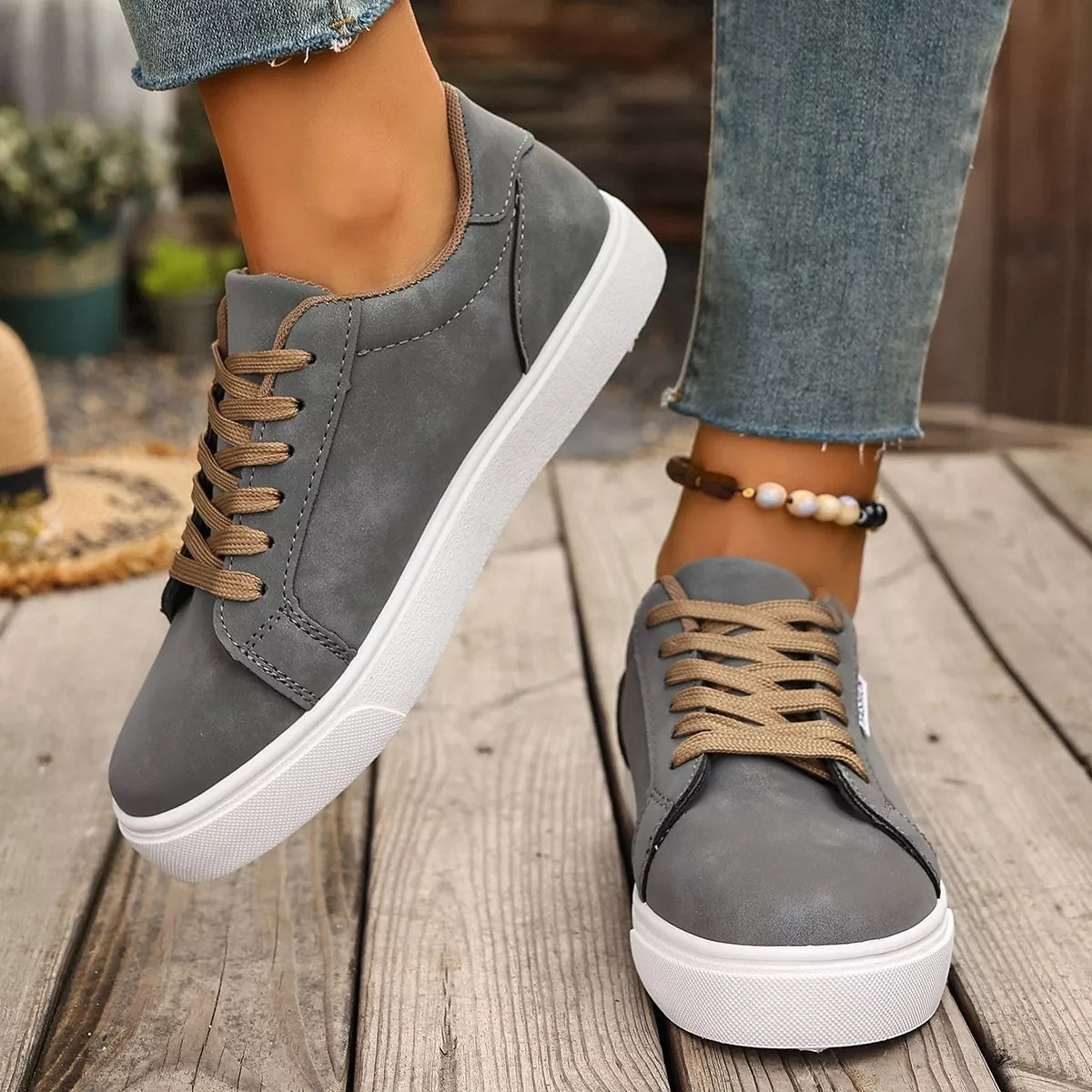 round toe lace up sneakers – aloha sandals | dropsona - neutral - usage example