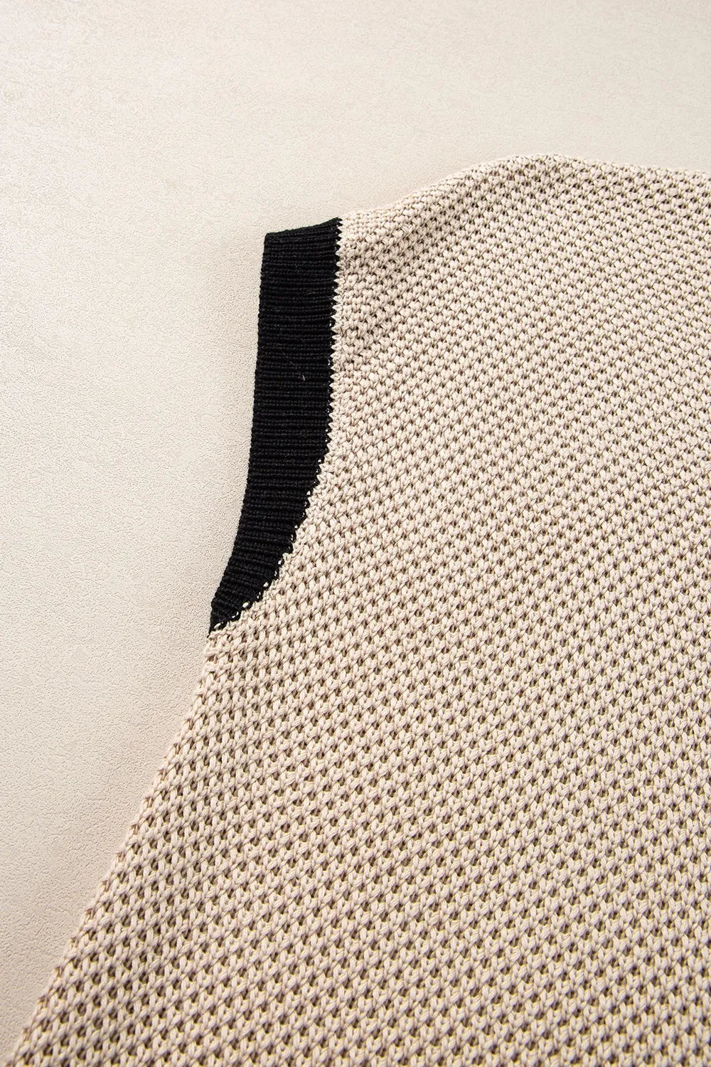textured knit sweater with contrast trim details | dropsona - neutral - front view