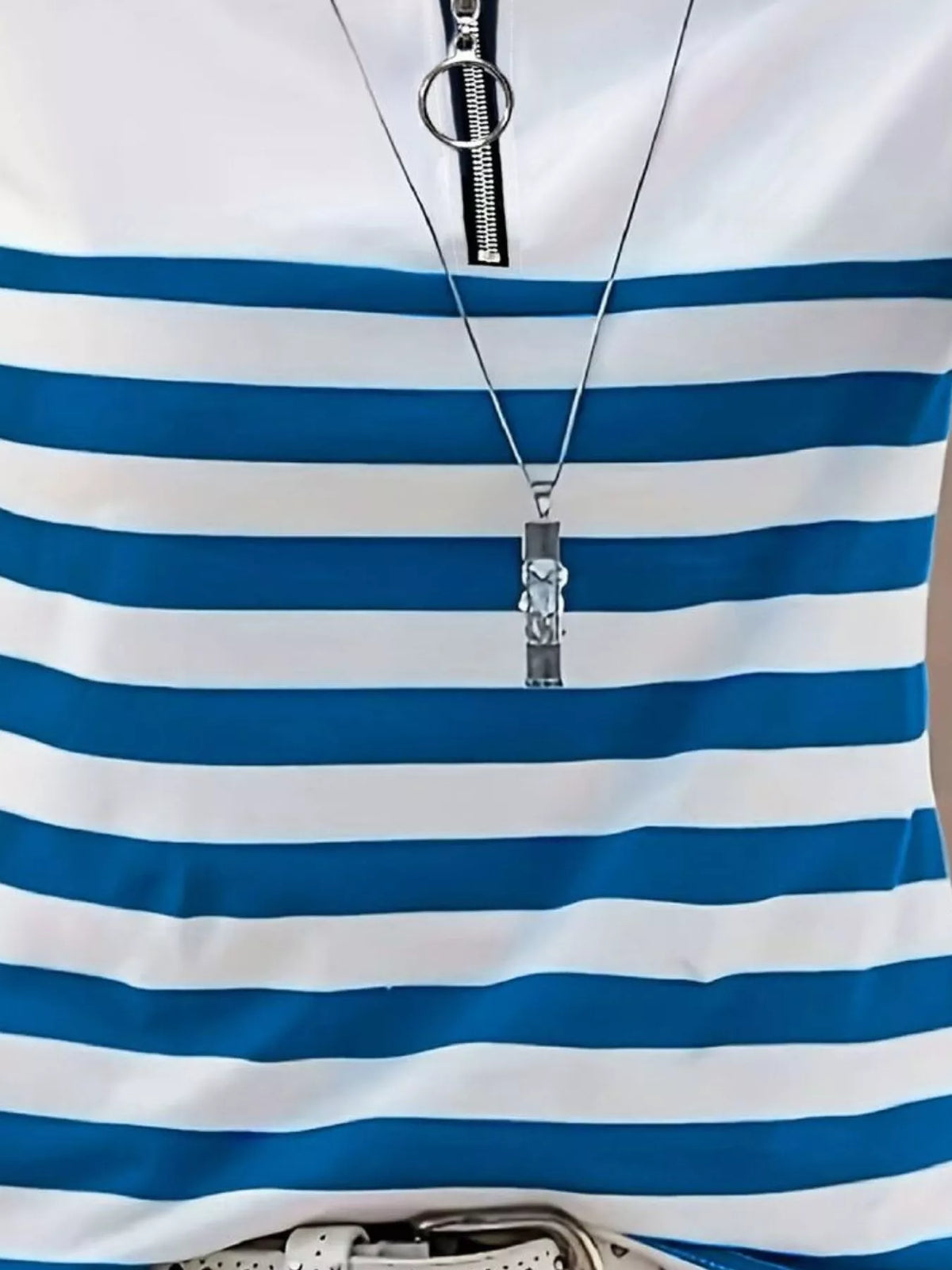 quarter-zip striped long sleeve t-shirt | dropsona - neutral - size reference