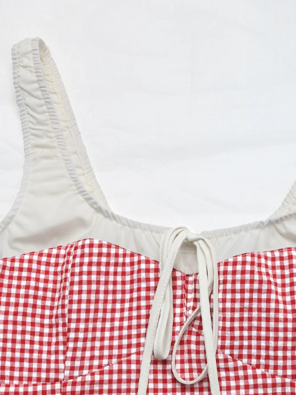 perfee contrast plaid square neck tank - front view