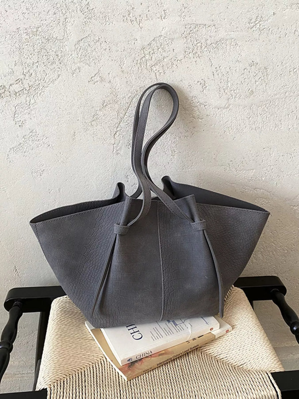 pu leather tote bag – stylish sling | dropsona - neutral - size reference