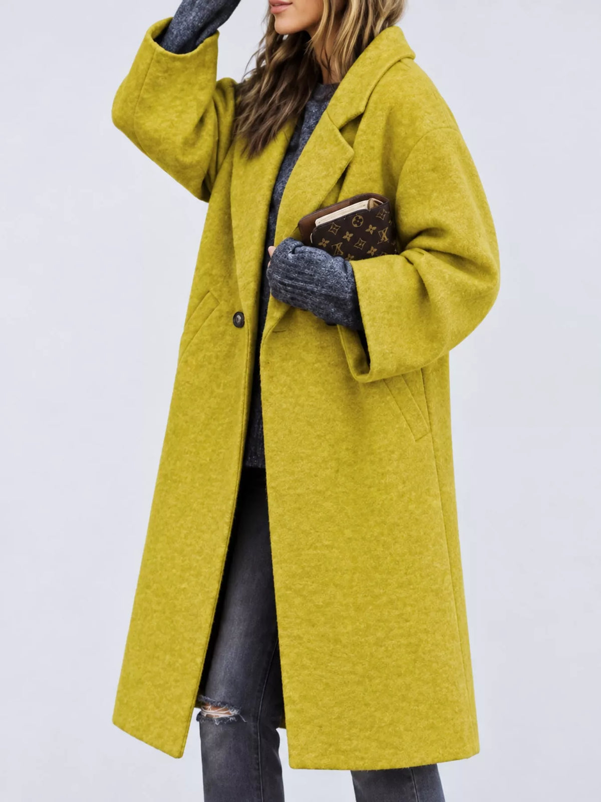 full size lapel collar one button coat plus | dropsona - neutral - size reference