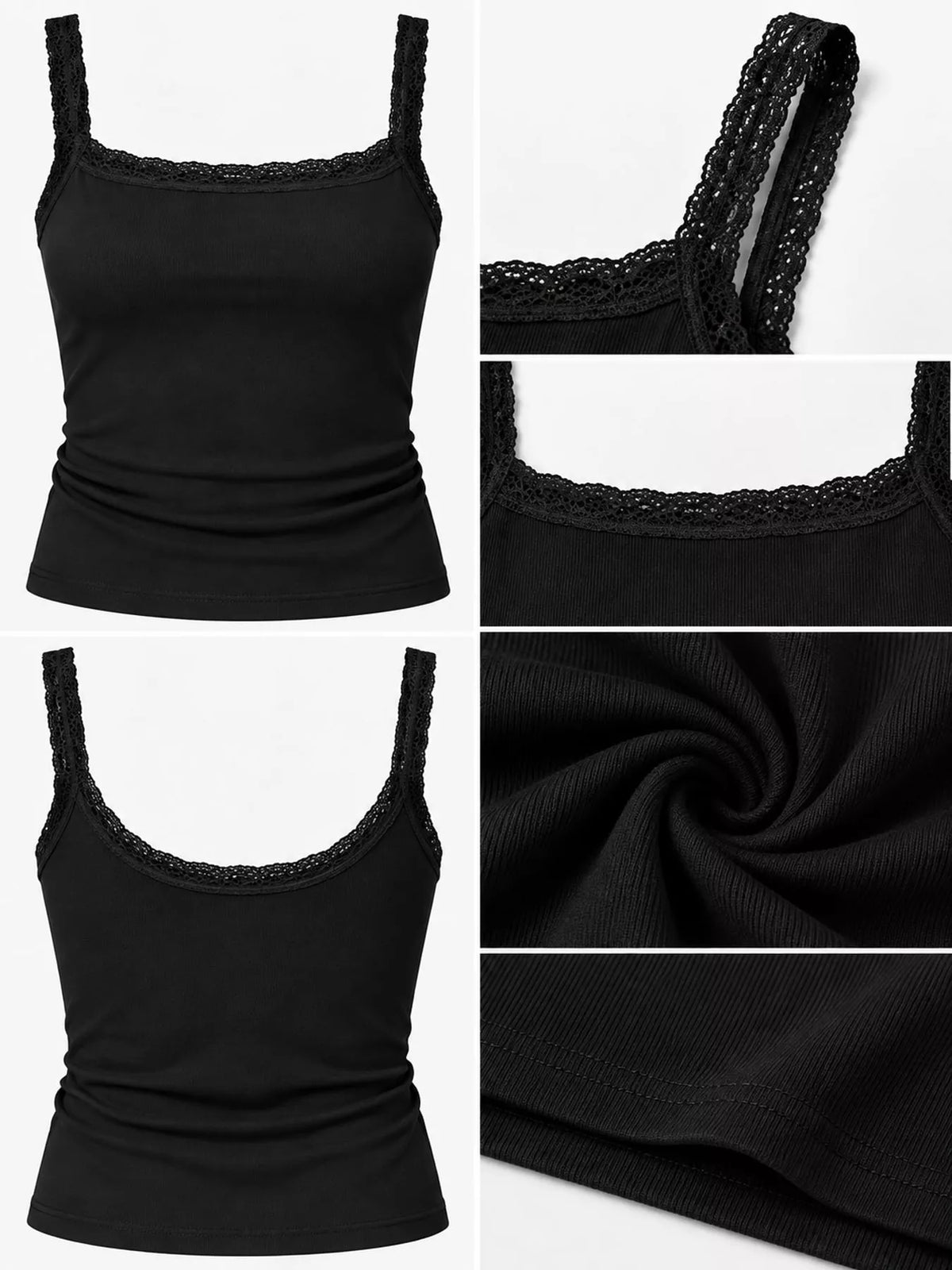 lace detail cami top – detail,ribbed,backless fit | dropsona - neutral - close-up detail