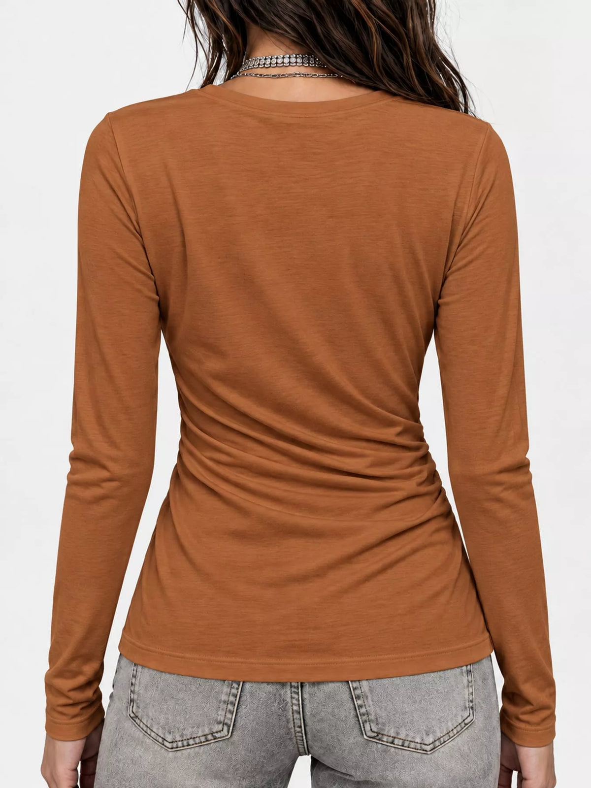 full size surplice long sleeve t-shirt plus | dropsona - neutral - close-up detail