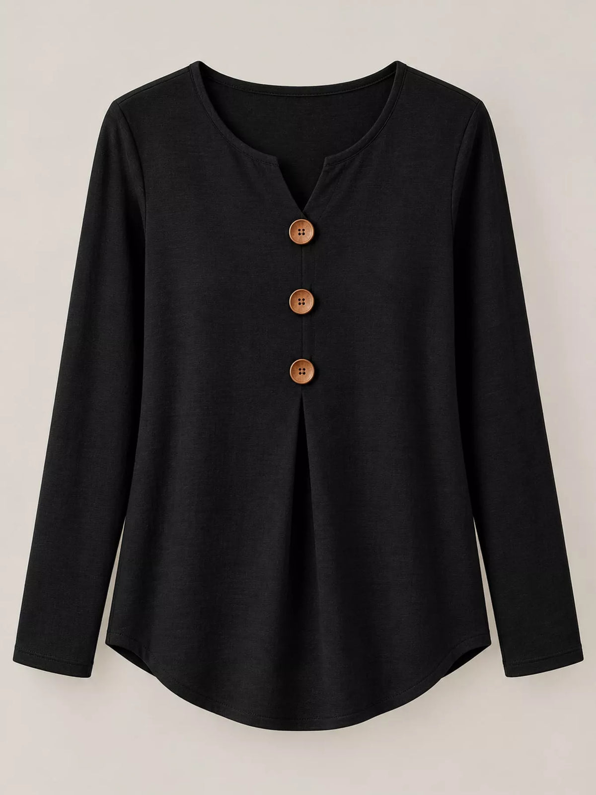 full size long sleeve blouse with decorative wooden | dropsona - neutral - size reference