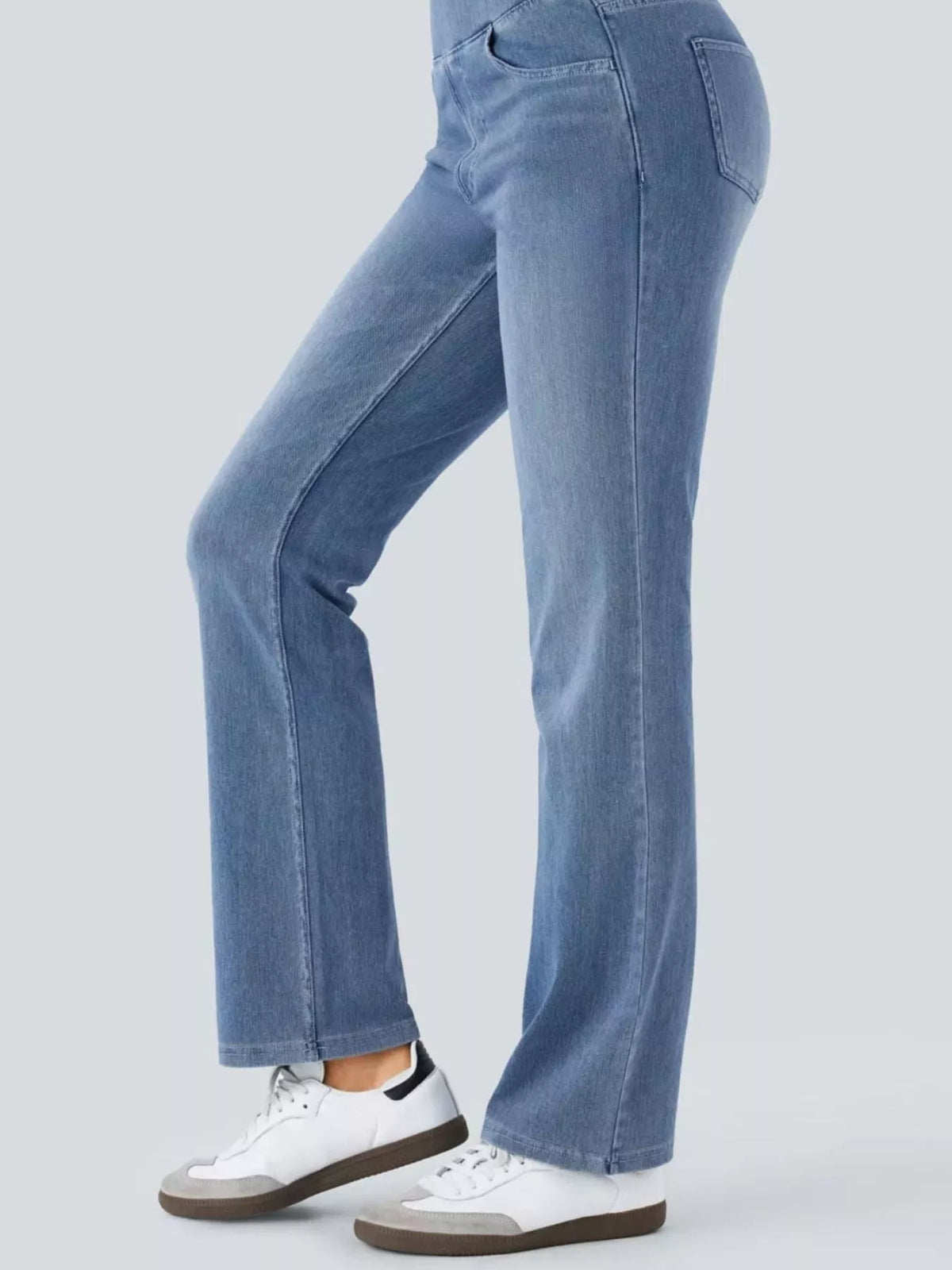 high waist slim fit jeans | dropsona 70% cotton, 30% polyester - neutral - close-up detail