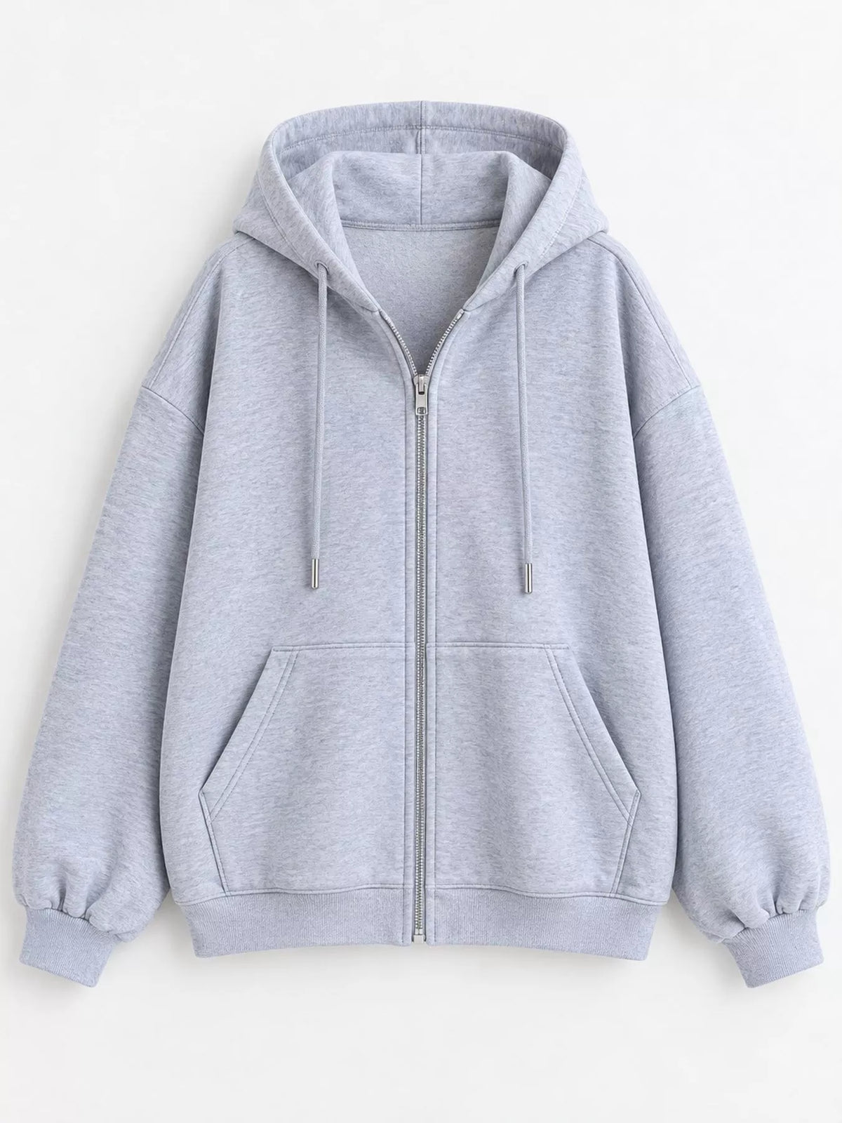 full size oversized zip-up hoodie plus | dropsona - neutral - material texture