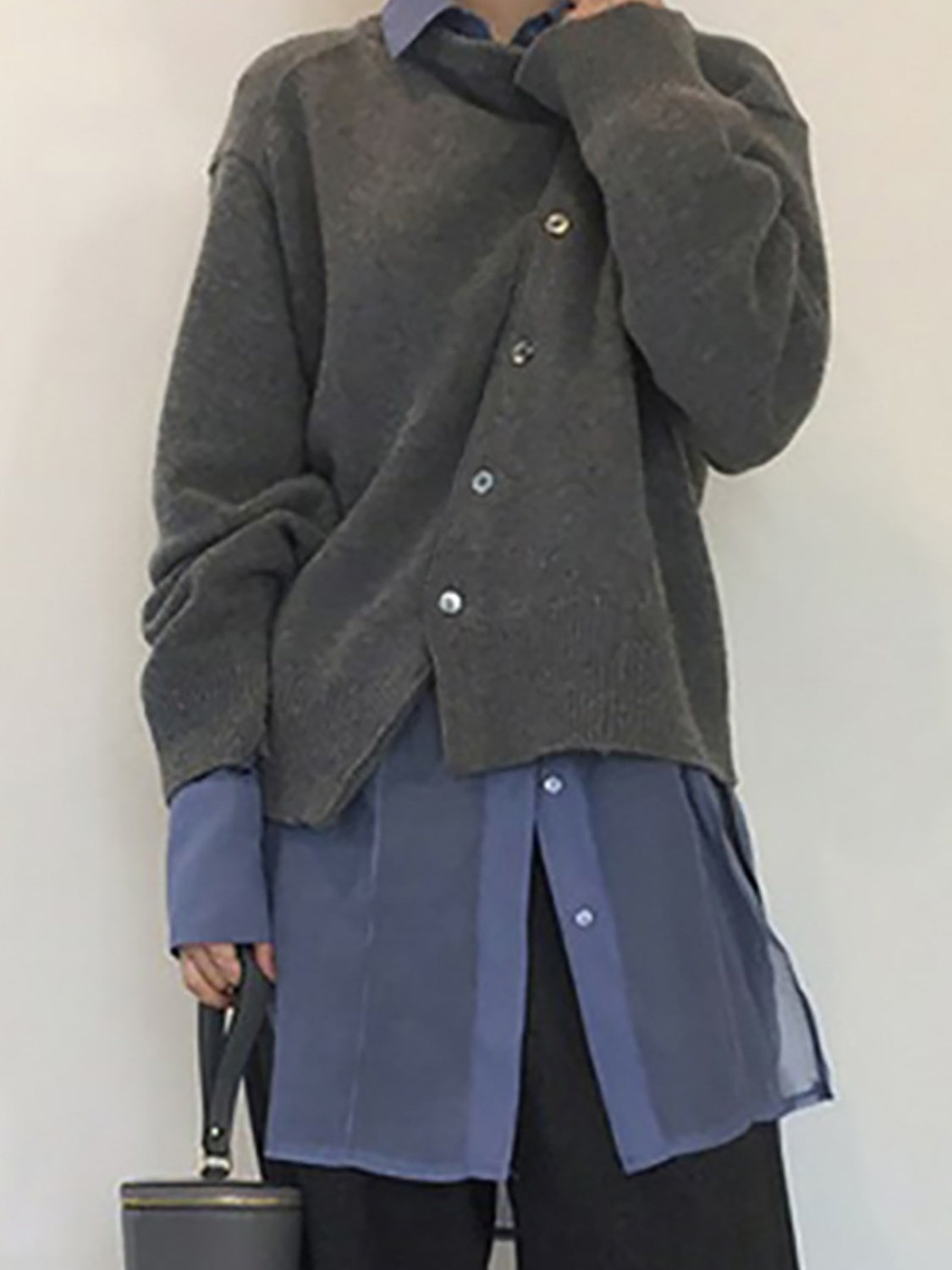 dropped shoulder buttoned cardigan – basic style | dropsona - neutral - packaging