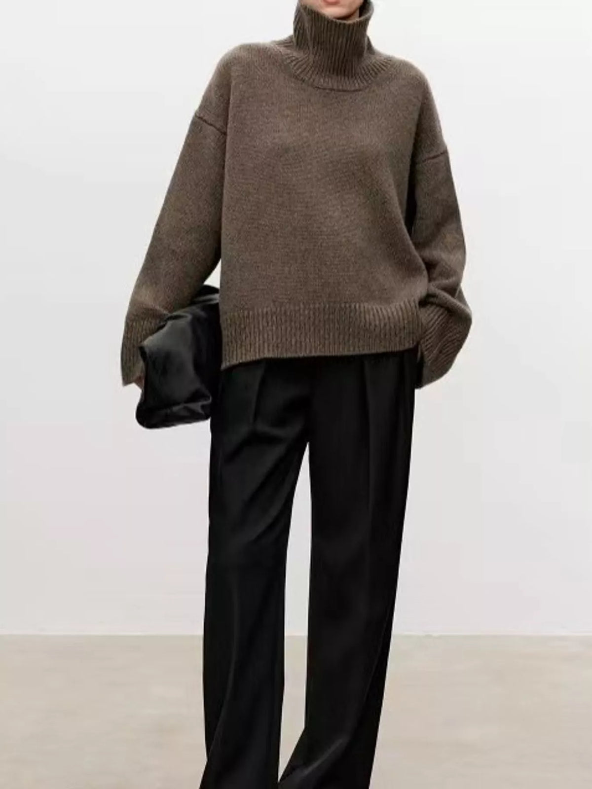 oversized turtleneck wool sweater | dropsona - neutral - packaging