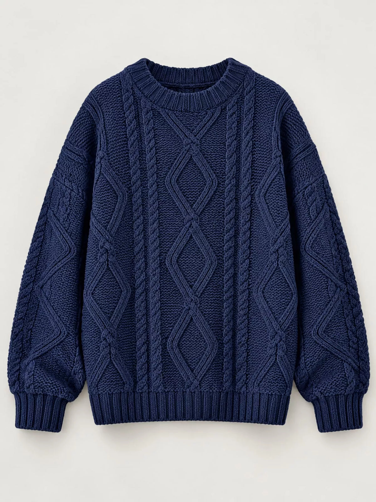 full size cable-knit round neck sweater plus | dropsona - neutral - packaging