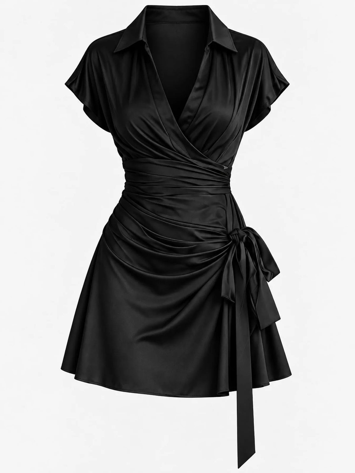 tie detail surplice dress | dropsona - neutral - material texture