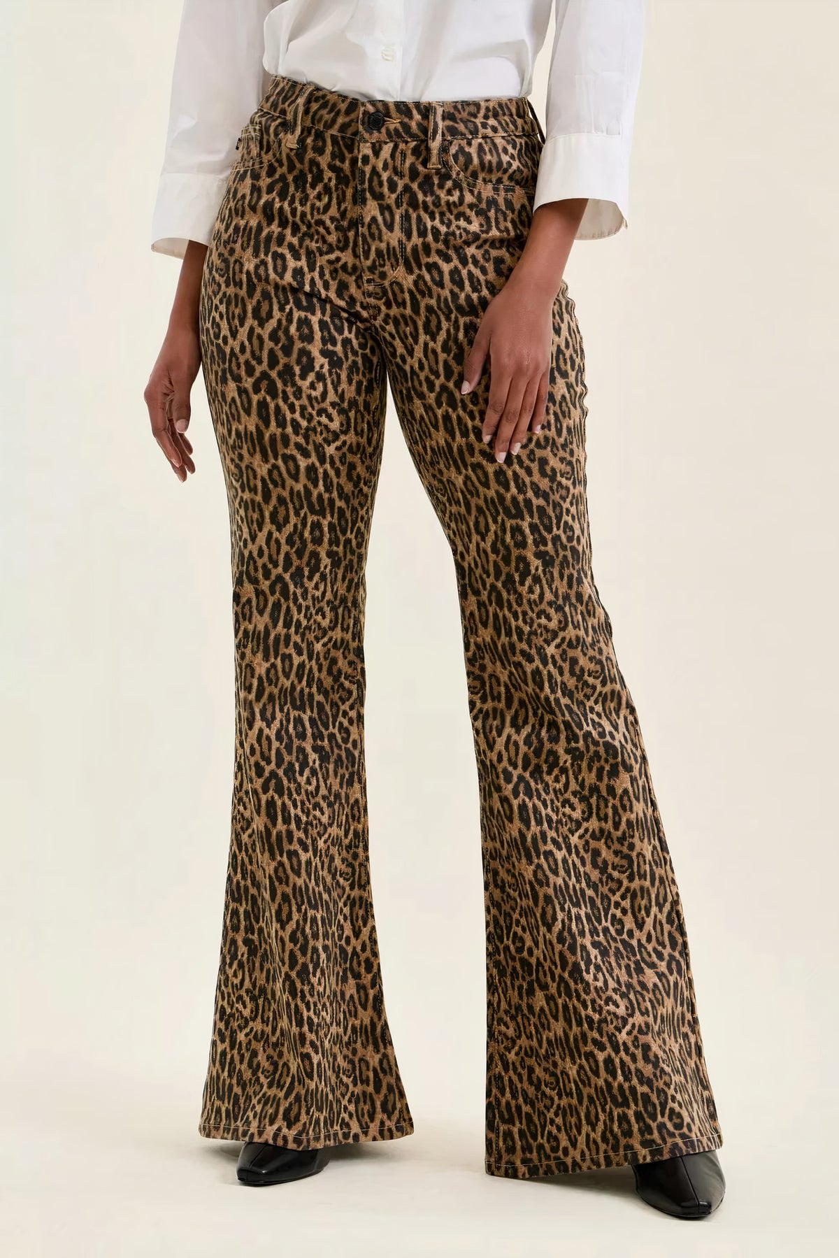 judy blue mr jaqueline flare print leopard jeans - everyday wear