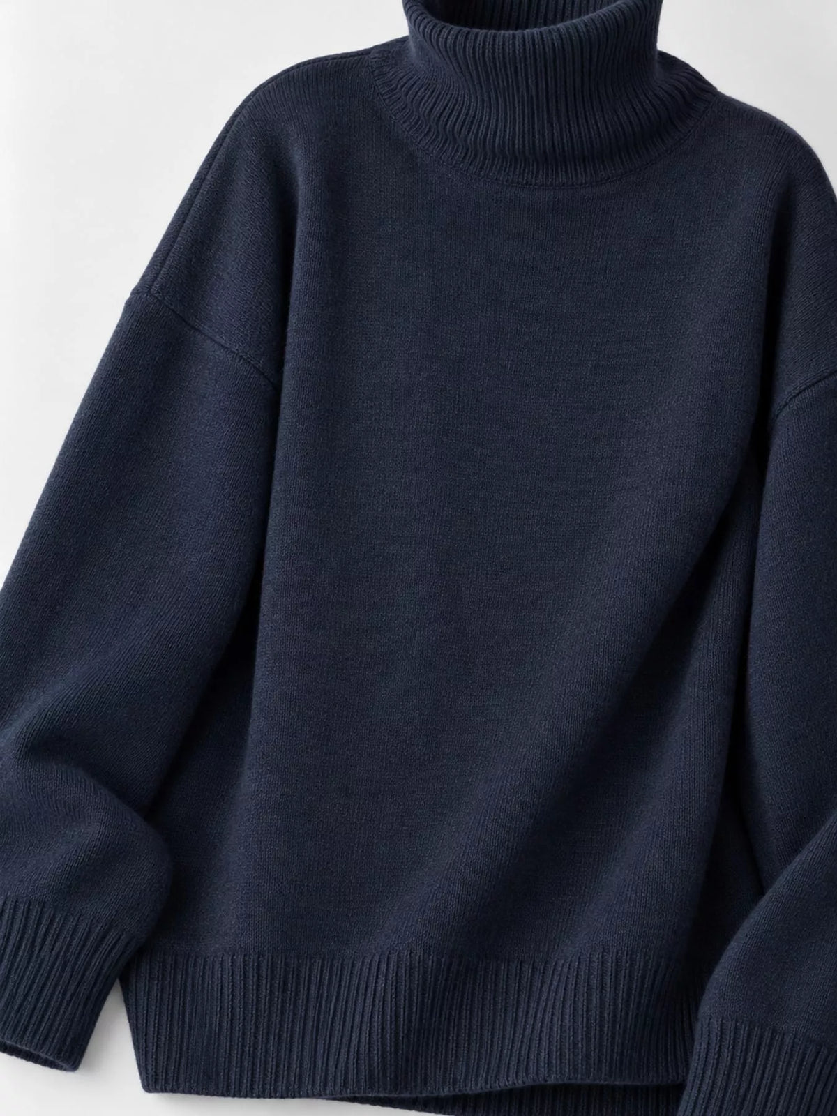 turtleneck dropped shoulder sweater | dropsona - neutral - front view